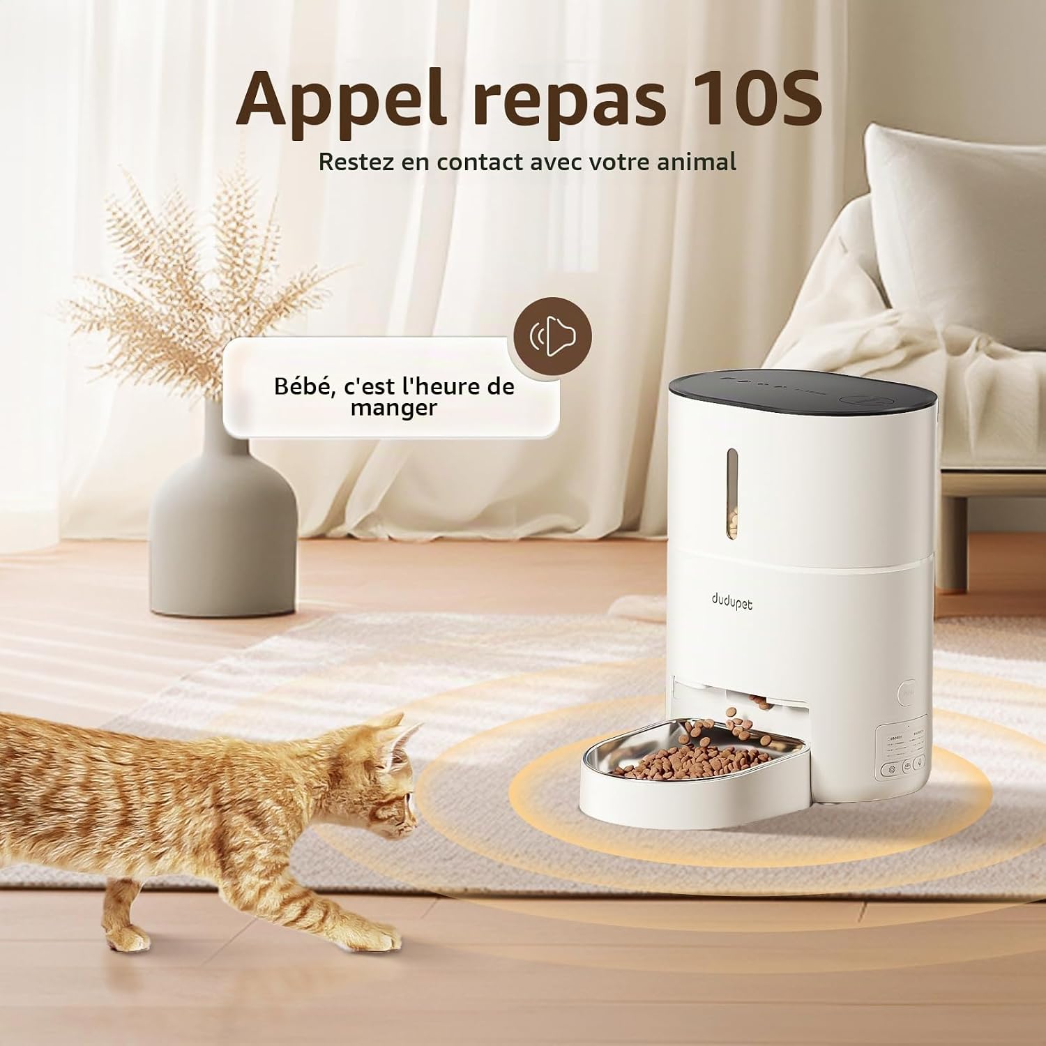 Thumbnail 6 de DUDUPET automatische kattenvoerdispenser met 4 liter inhoud, 2,4GHz-wifi en spraakopname