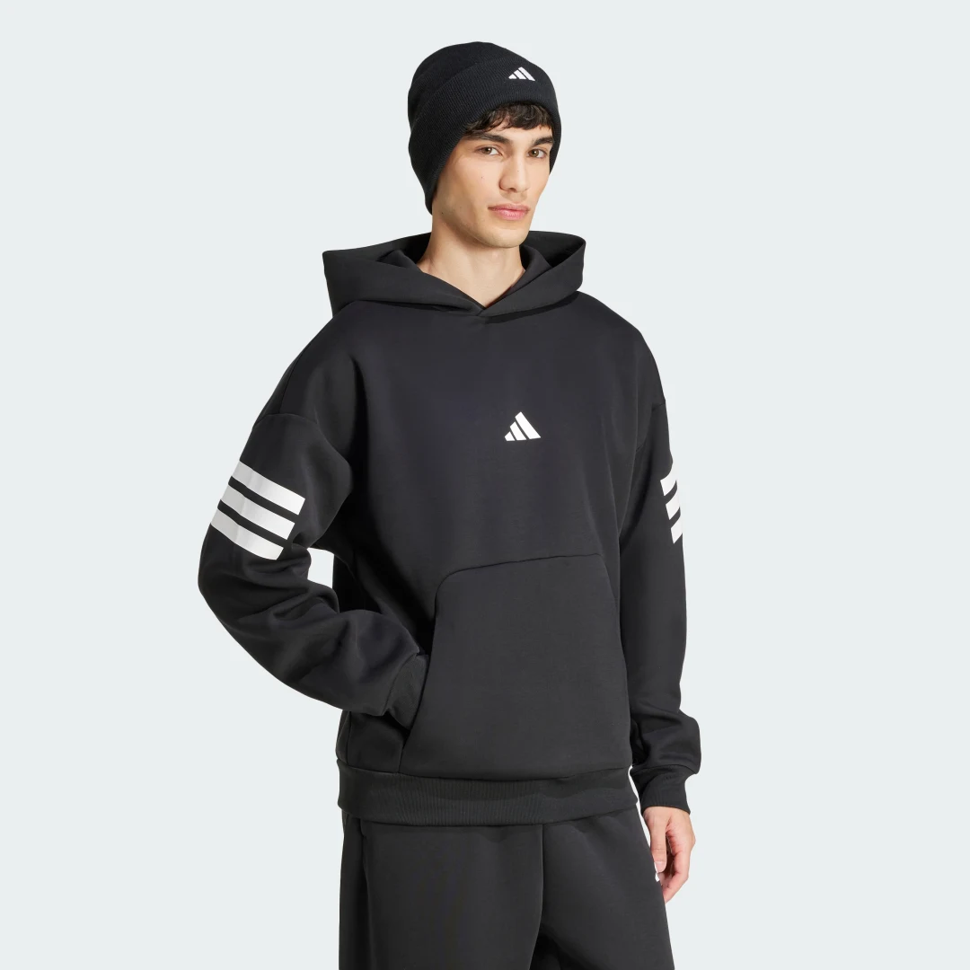 Detalle de Sudadera con capucha Future Icons 3 bandas de Adidas — negro