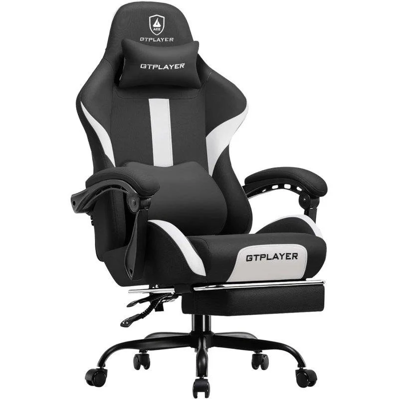 Detalle de GTPLAYER Silla Gaming Ergonómica en Blanco con soporte lumbar ajustable