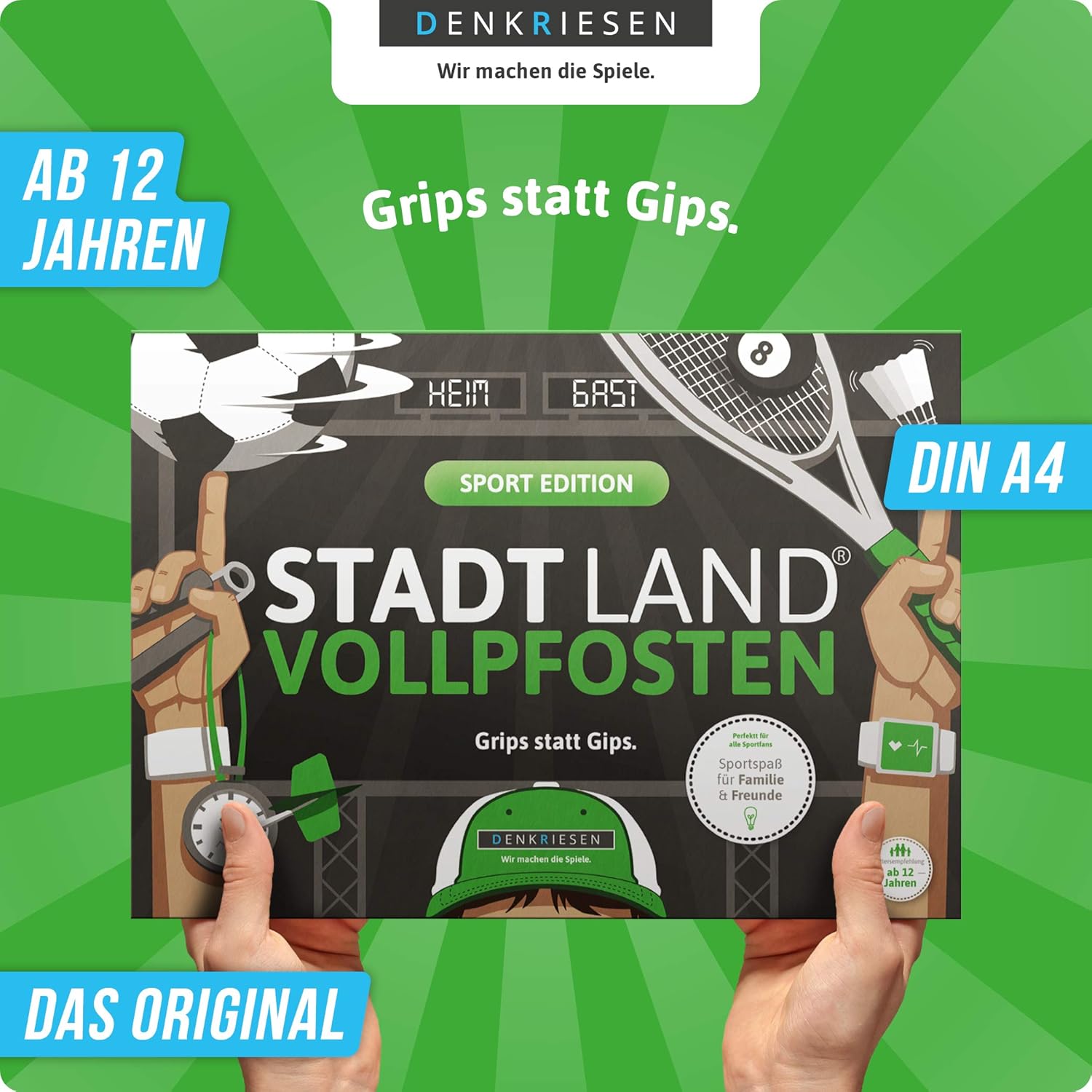 Thumbnail 1 de DENKRIESEN Stadt Land VOLLPFOSTEN® Sport Edition „Grips statt Gips“ – Stadt Land Fluss Spielblock