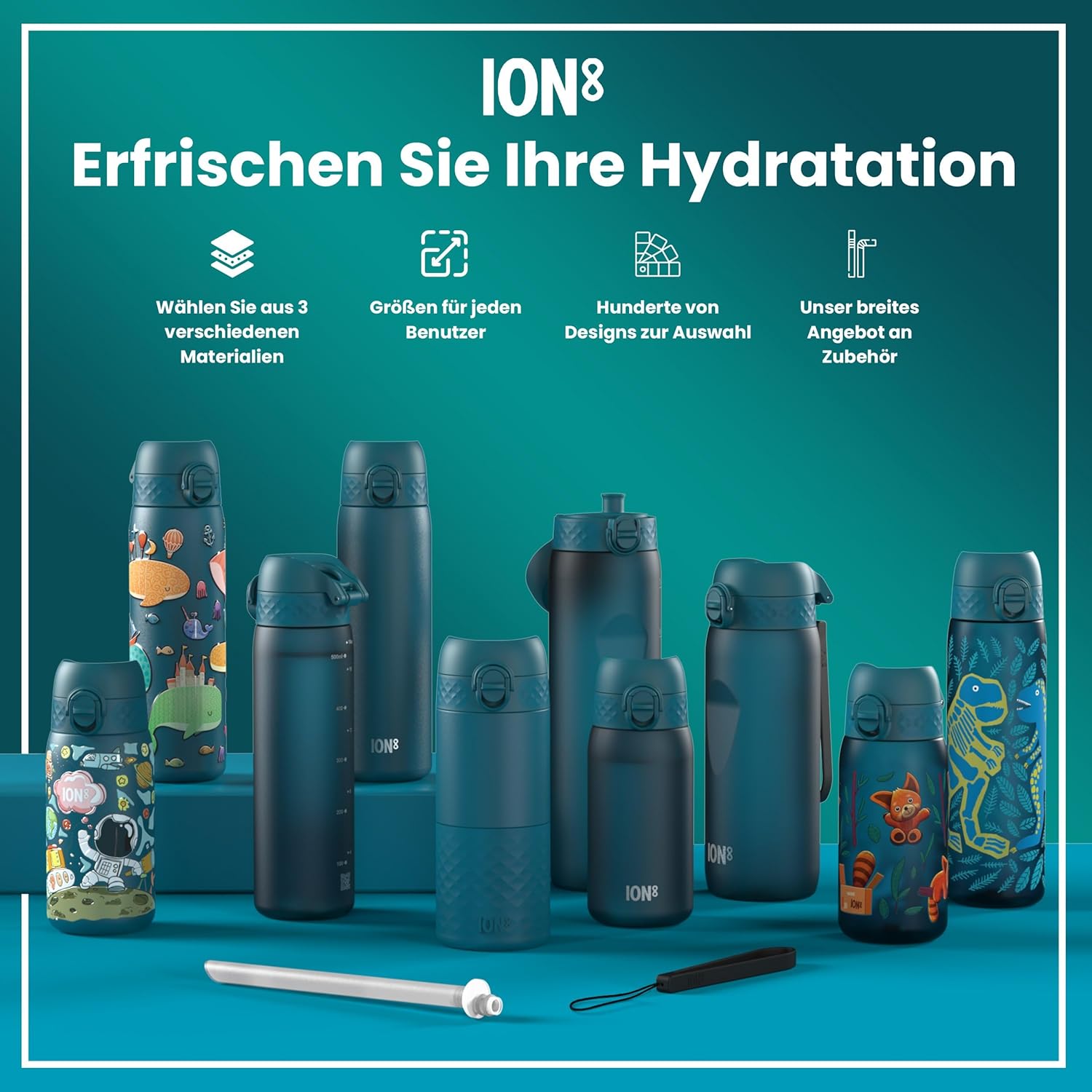 Thumbnail 6 de Ion8 Kinder-Trinkflasche 350 ml – auslaufsicher, BPA-frei, einhandöffnung, spülmaschinenfest