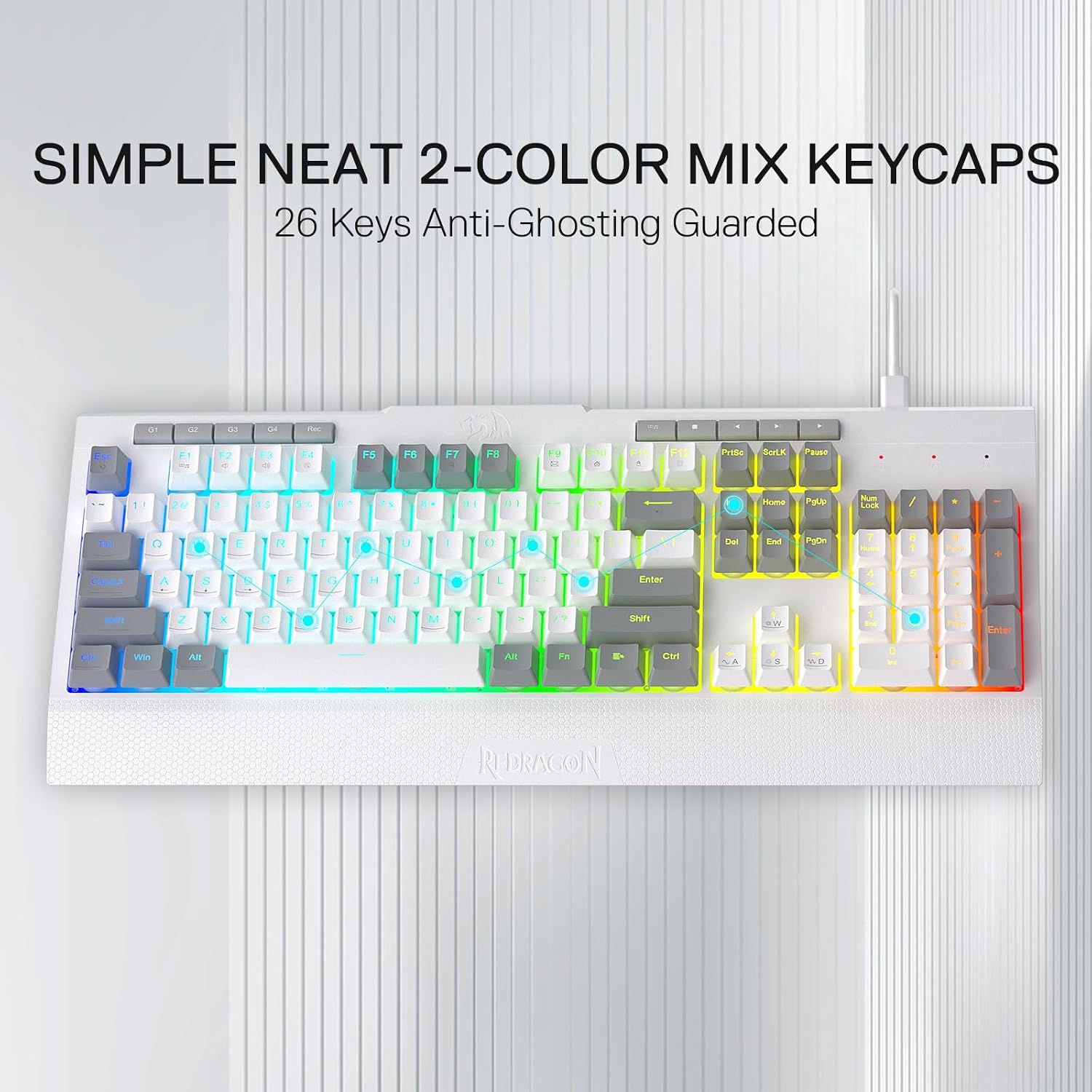 Detalle 2 de Redragon K525 RGB Backlit Membrane Gaming Keyboard with Multimedia Keys and Macro Controls