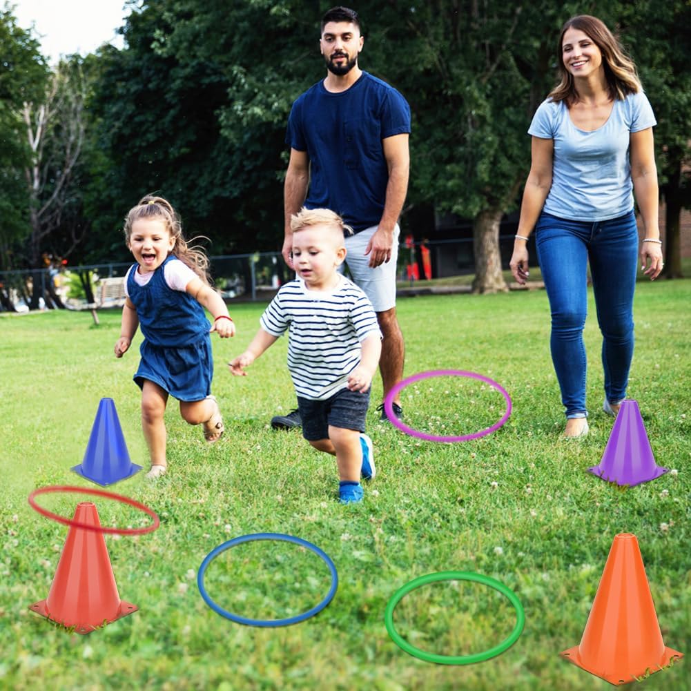 Detalle de OOTSR Ring Toss Set – 12 Wurfringe aus Kunststoff, 18 cm & 25 cm, 6 Farben (Indoor/Outdoor)