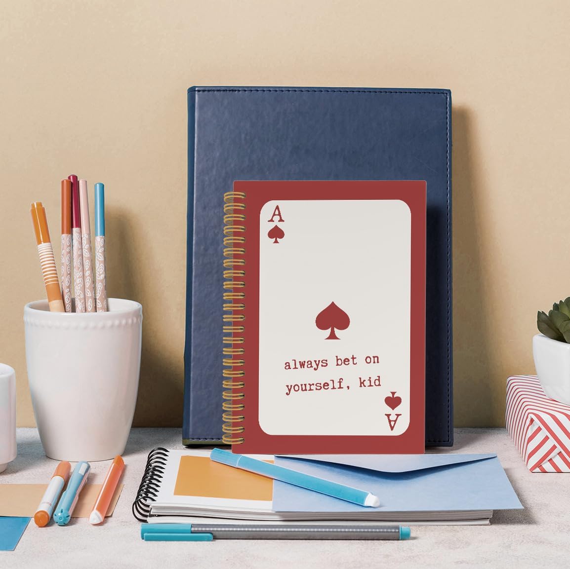 Thumbnail 4 de laveliabel Red Preppy Spiral Notebook, 5.5 x 8.3 Inches, Hardcover