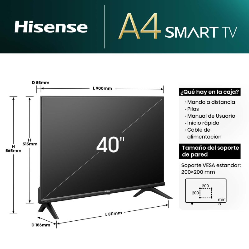 Detalle 2 de Hisense 40A4N TV 40" Full HD Smart TV