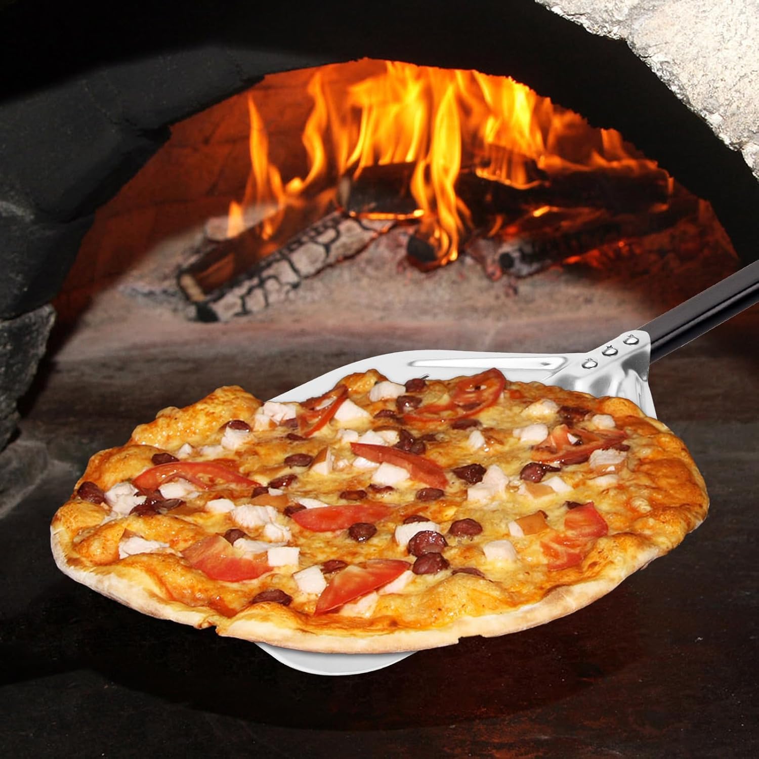 Thumbnail 4 de HOUSLUX Pizzaschieber 40 × 30 cm – Große Pizzaschaufel mit Holzgriff und abnehmbarem Griff