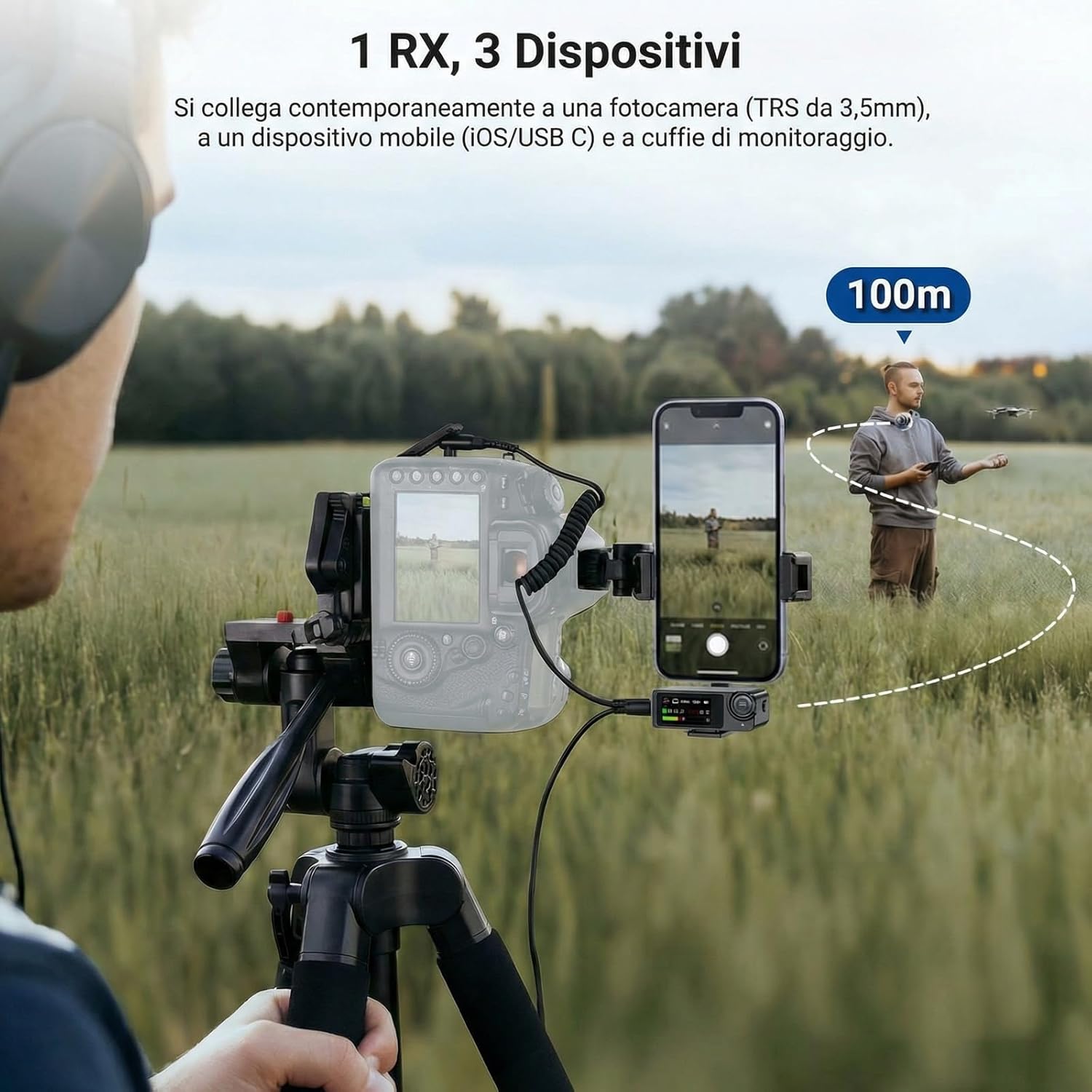 Detalle 2 de NEEWER CM36 Pro microfono wireless con cancellazione del rumore AI, memoria 8GB e portata 100m