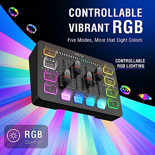 Detalle de FIFINE SC3 RGB Gaming Audio Mixer Interface