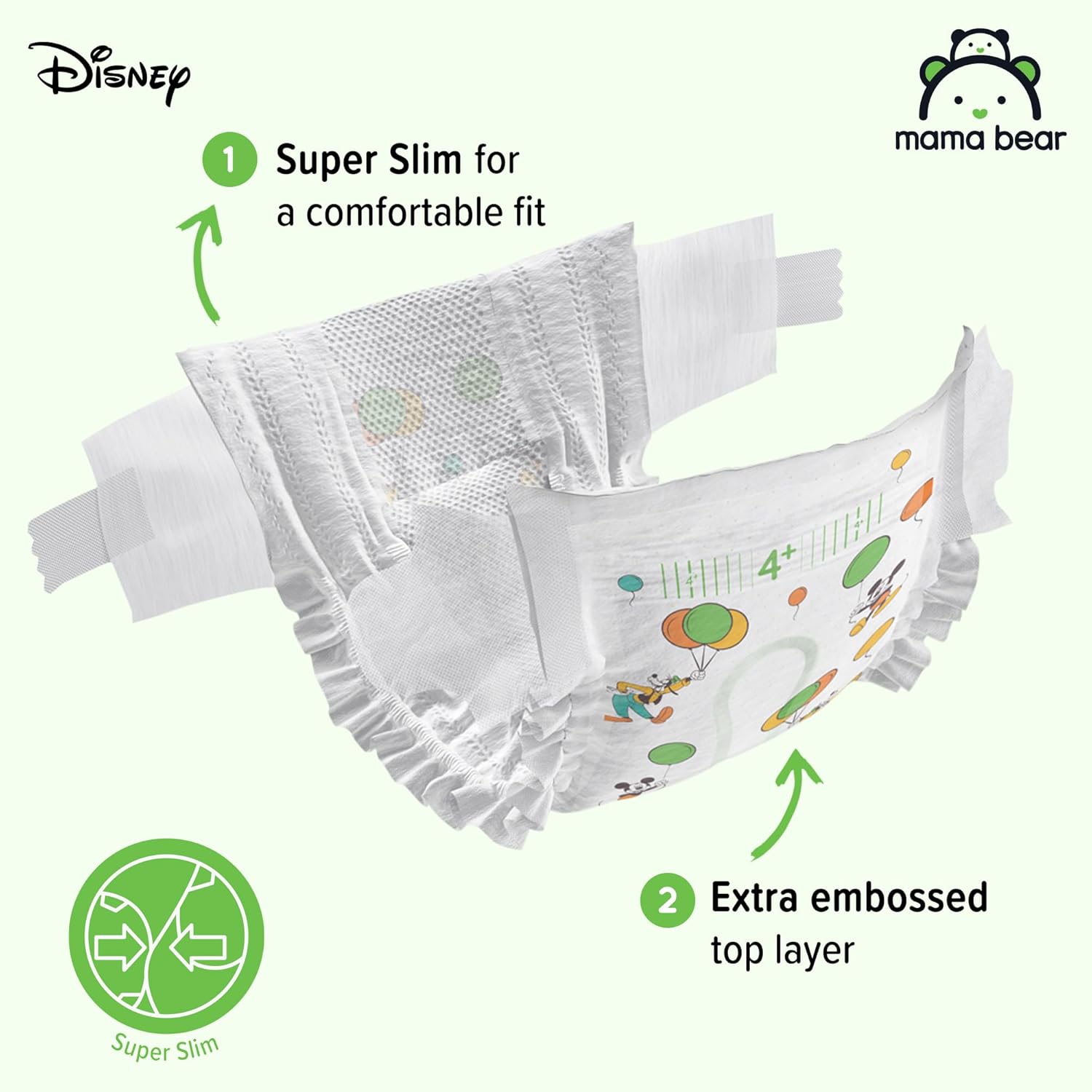 Detalle de Amazon Brand - Mama Bear Disney Ultra Dry Nappies Size 4+ (9-15 kg), 80 Count