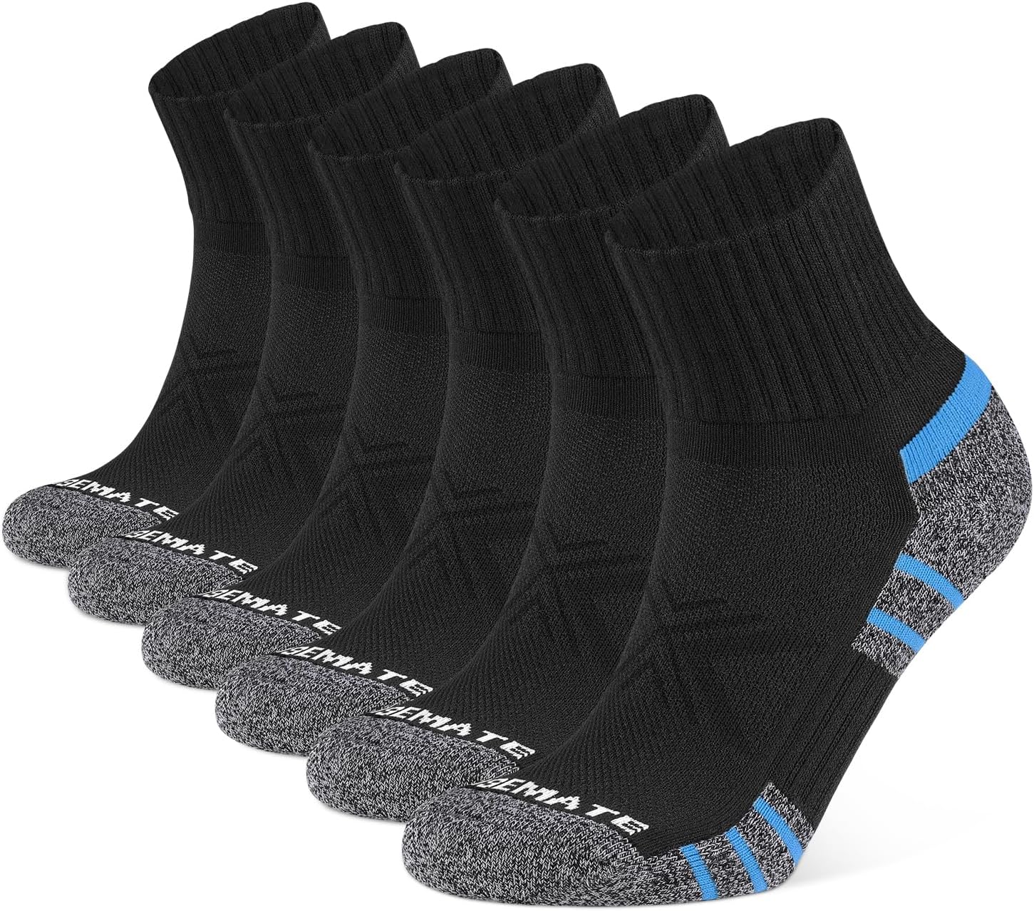 Detalle de CLOSEMATE Mens Sports Quarter Ankle Socks (6 Pairs) – anti-blister cushioned trainer socks