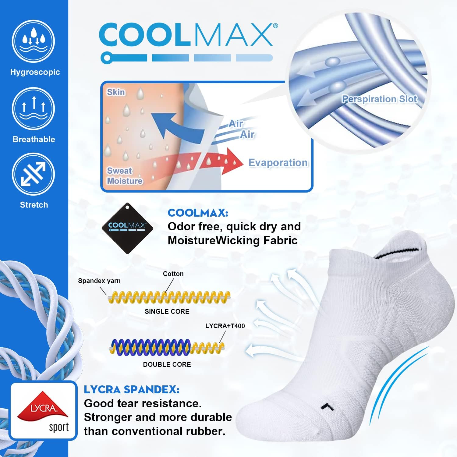Detalle de Hylaea Athletic Running Socks Cushion Padded Moisture Wicking Low Cut