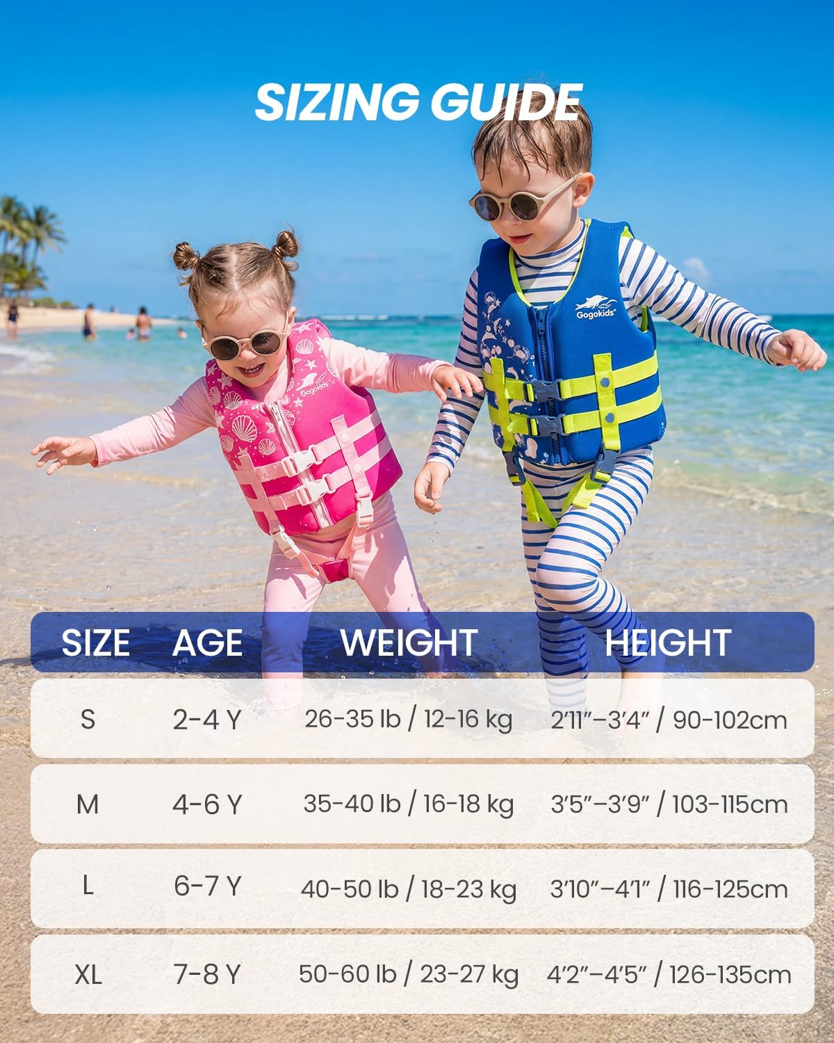 Thumbnail 2 de Gogokids Toddler Swim Vest (Kids Floaties) for Pool & Beach, Fits 2–8 Years / 22–60 lbs