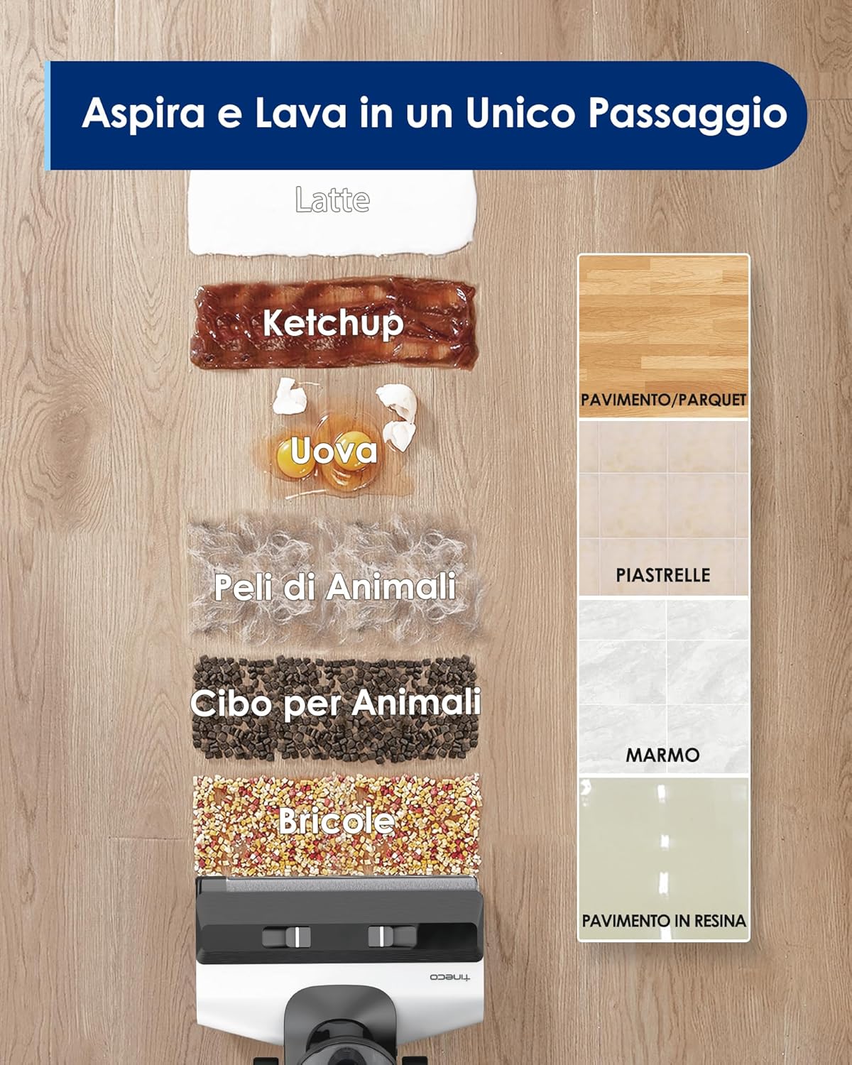 Detalle de Tineco FLOOR ONE S5: Aspirapolvere senza fili intelligente e lavapavimenti per pavimenti asciutti o bagnati