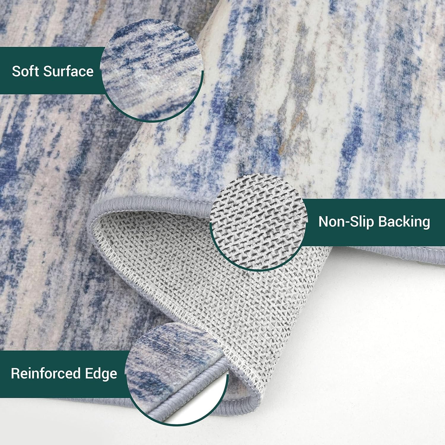 Detalle 2 de KOZYFLY Modern Abstract Washable Rug Runner (2x6) for Hallways, Entryways & More