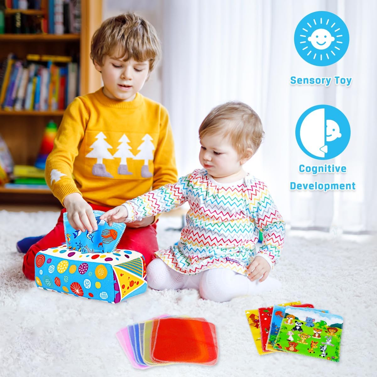 Thumbnail 6 de Aiduy Baby Toys 6 to 12 Months Tissue Box Montessori Sensory Toy