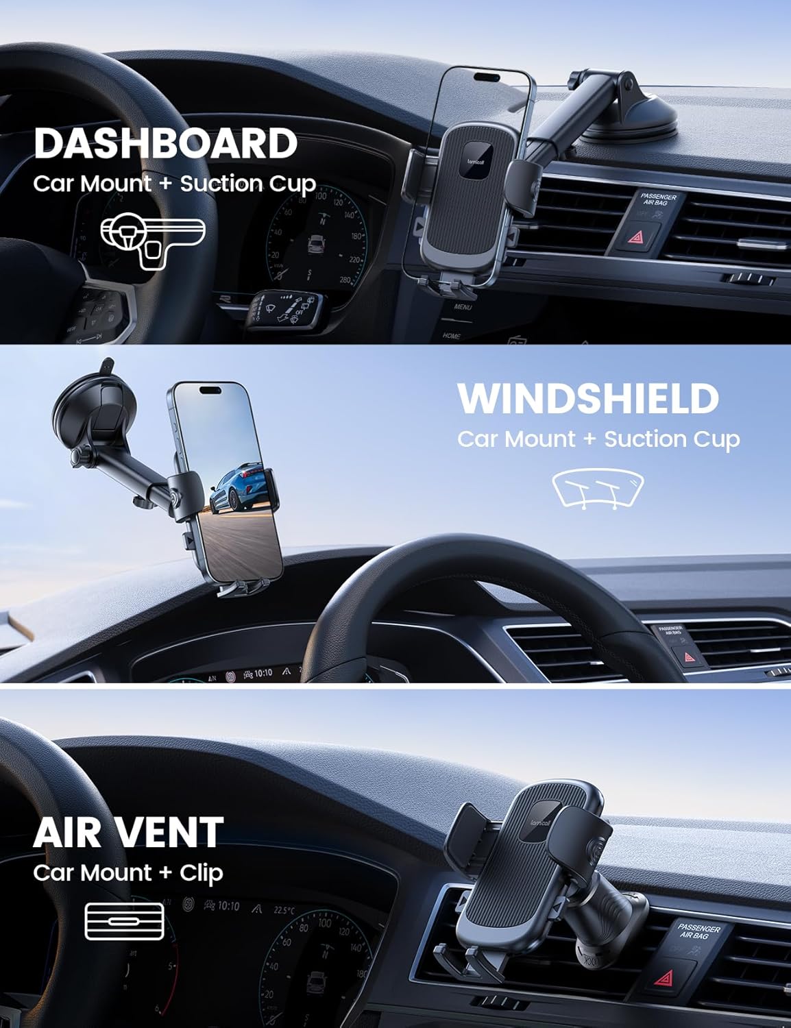 Detalle 2 de Lamicall 3-in-1 Pro Car Phone Holder 360°