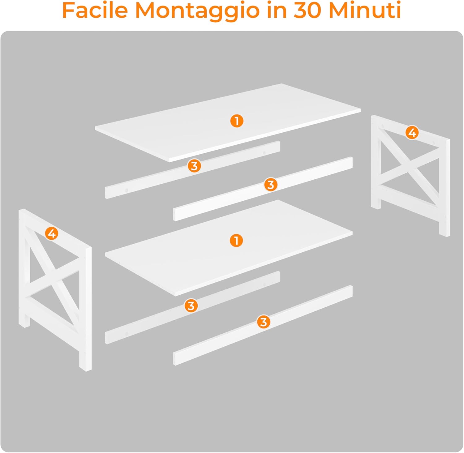 Thumbnail 5 de Yaheetech Tavolino da caffè basso da salotto con 2 ripiani in MDF e piano inferiore grande, bianco 100 x 50 x 45 cm