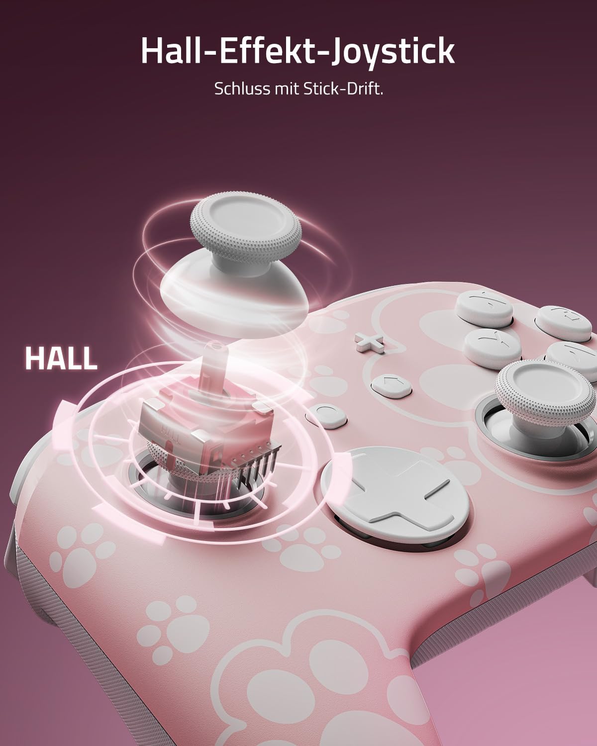 Detalle de PALPOW Switch 2 Pro Controller Wireless – Katzenpfote Rosa, kompatibel mit Switch 2/OLED/Lite