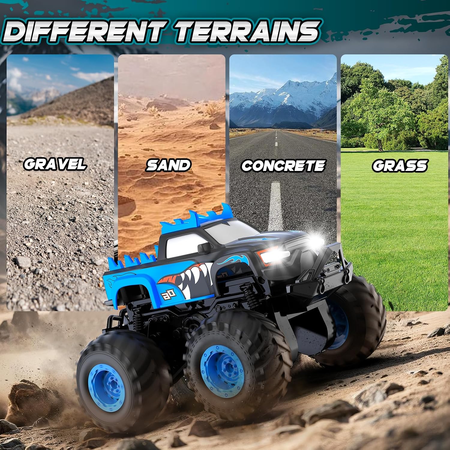 Detalle de Remote Control Monster Truck with 2.4GHz Control, 360° Spins and Upright Driving