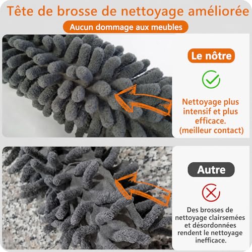 Detalle 1 de Staubwedel télescopique HELI MIAO - Sets de 6, biegbar et lavable en microfibre, inox
