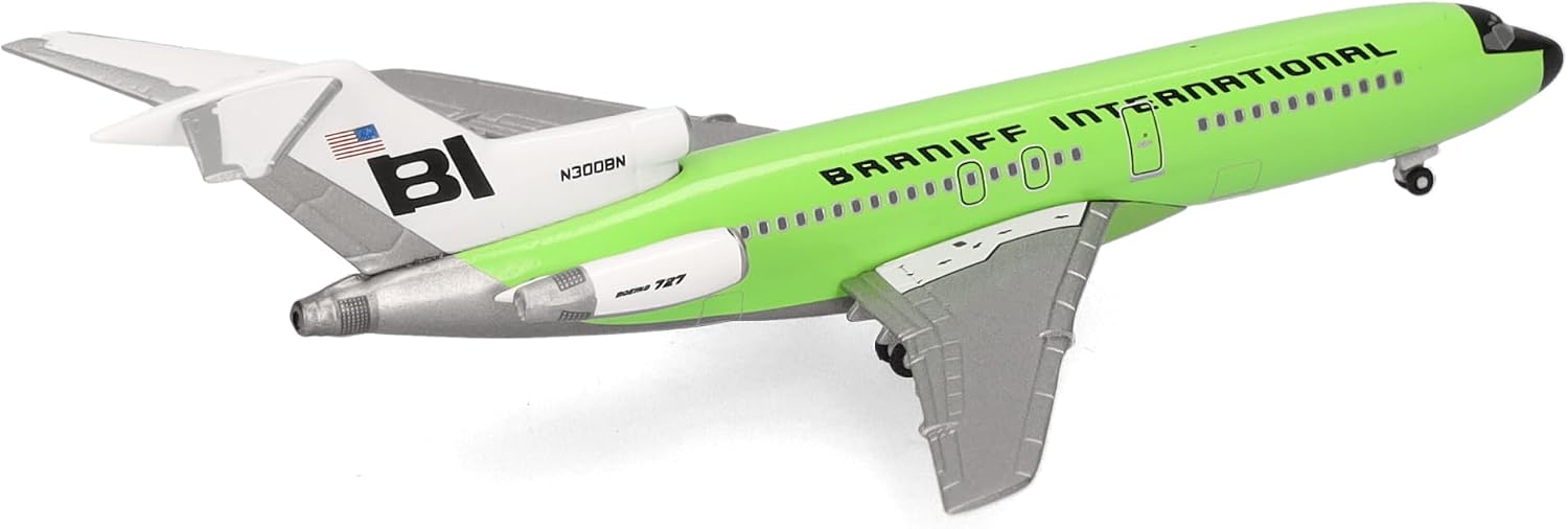 Detalle de Herpa 537988 Boeing 727-100 Braniff International, metalowy model 1:500