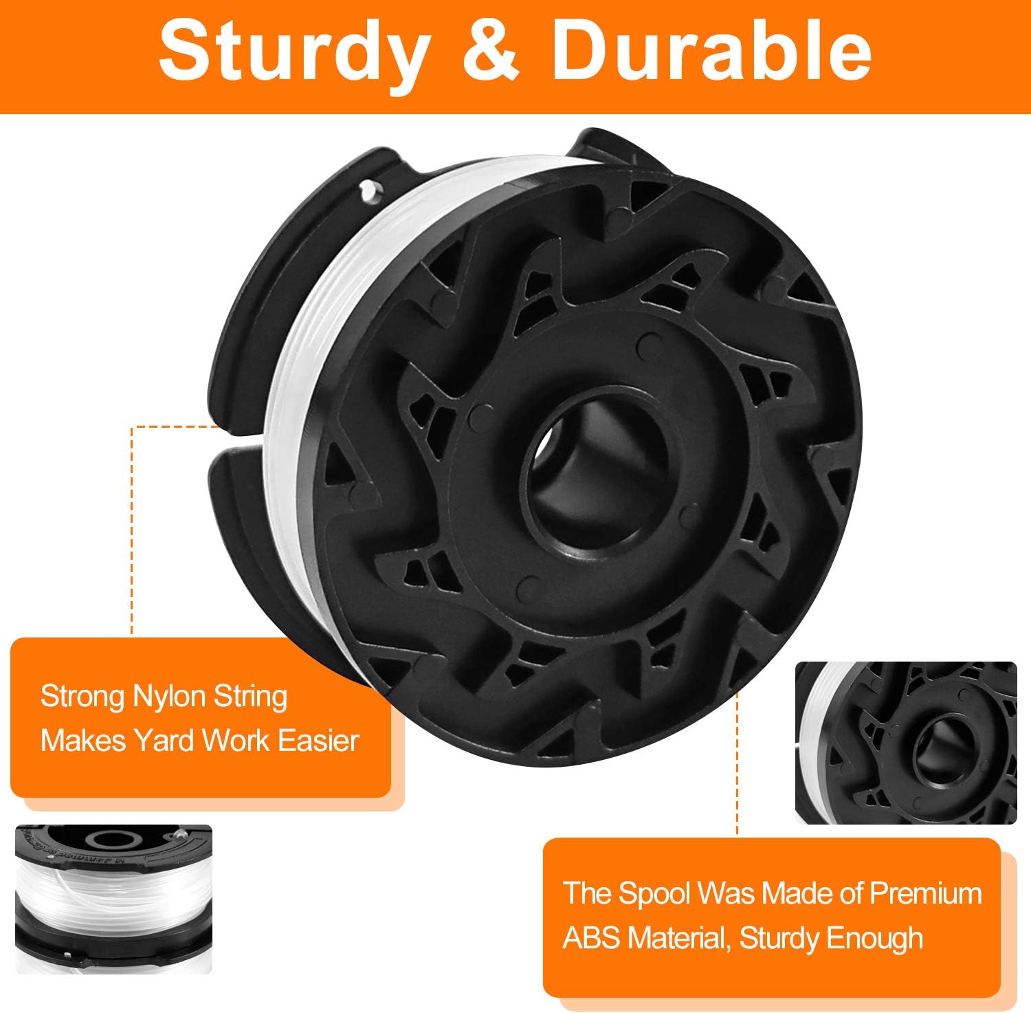 Thumbnail 2 de Uchidodo Strimmer Spool for Black and Decker – 6 replacement spools, 30 ft line (0.065 in) with cover and spring