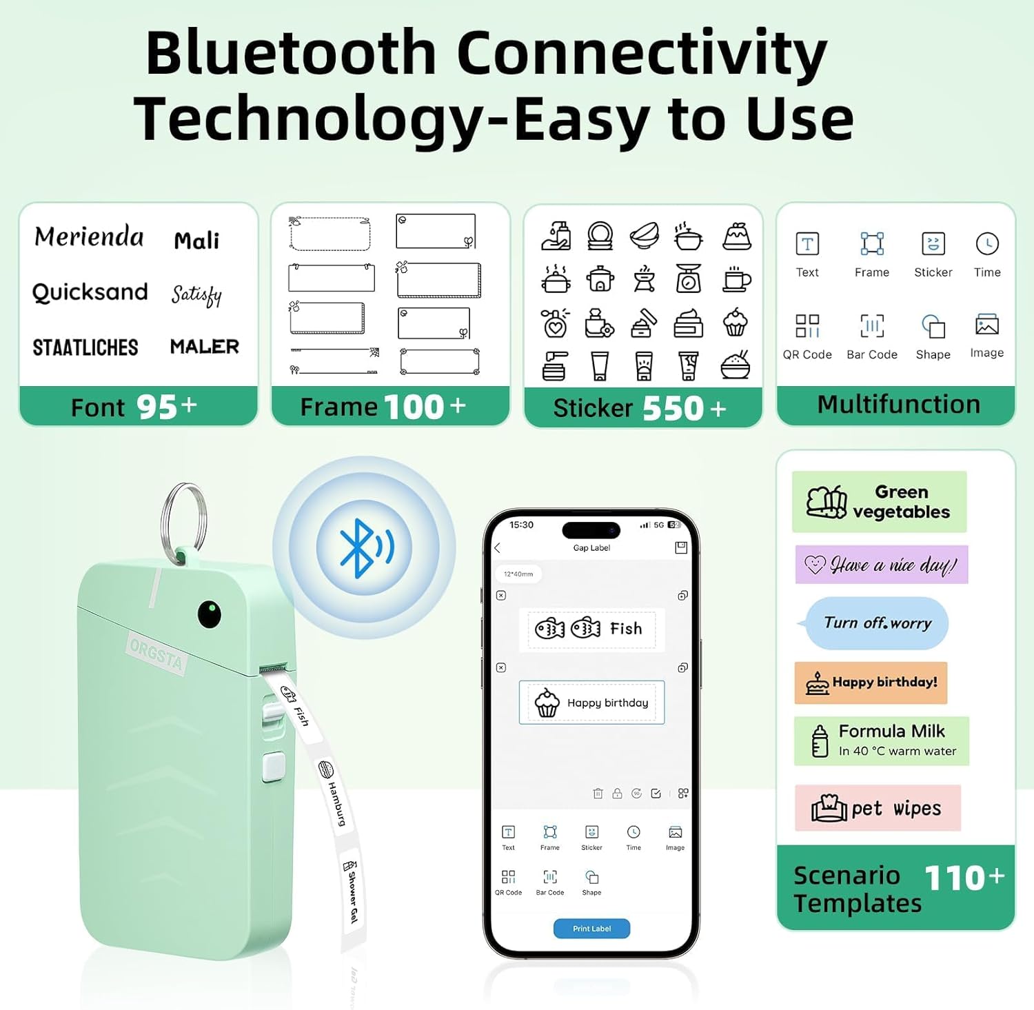 Thumbnail 2 de ORGSTA Label Maker Machine 2000 mAh Bluetooth