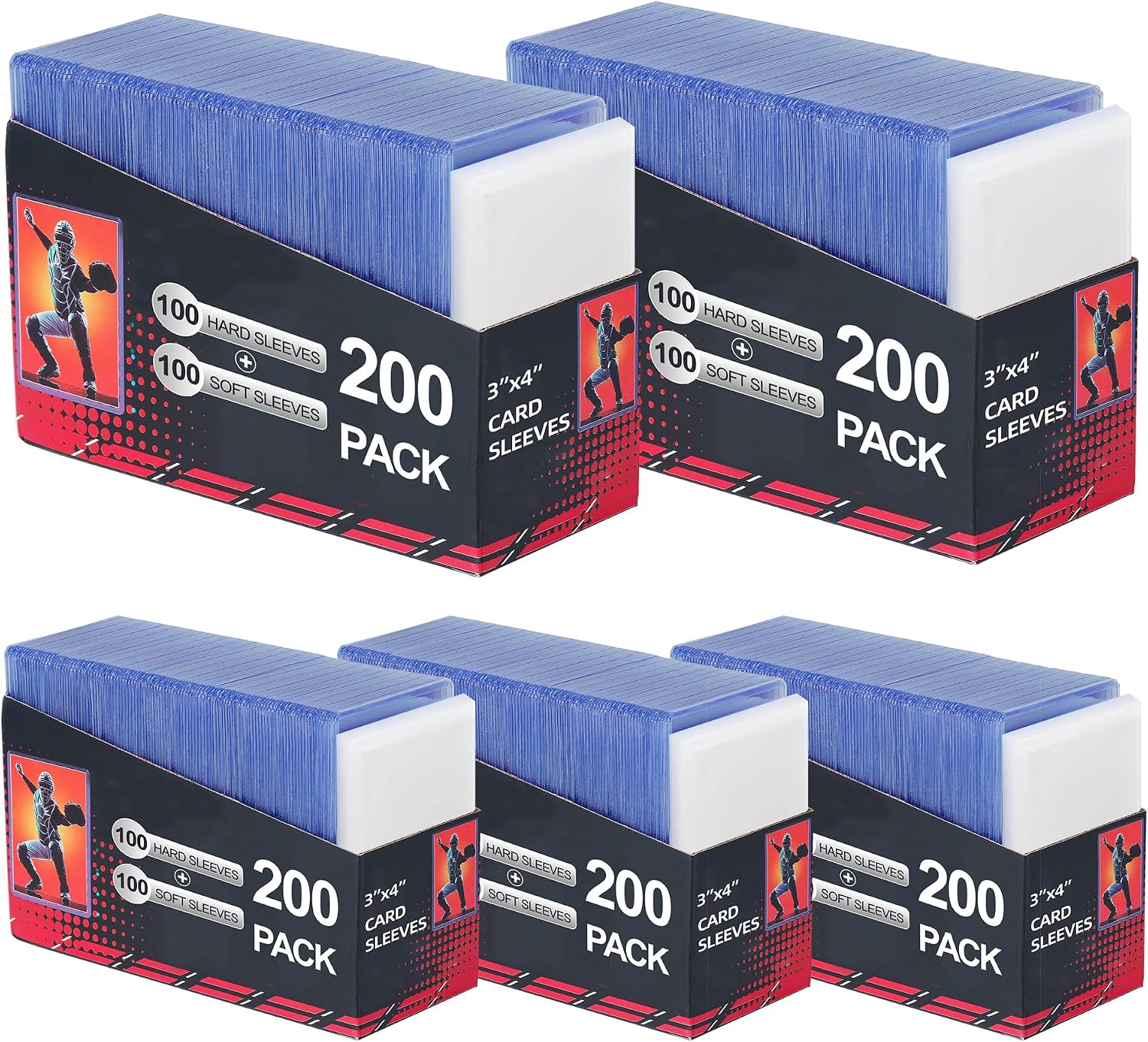 Thumbnail 6 de 400 Card Sleeves: Clear Hard Sleeves for Cards (3" x 4"), Blue, 200 Hard Sleeves + 200 Penny Sleeves