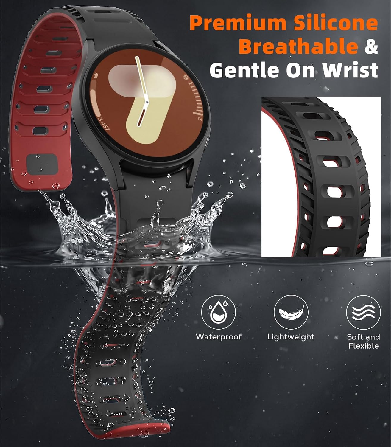 Detalle de MoKo Cinturino Magnetico in Silicone per Samsung Galaxy Watch: compatibilità ampia, comfort e design sportivo