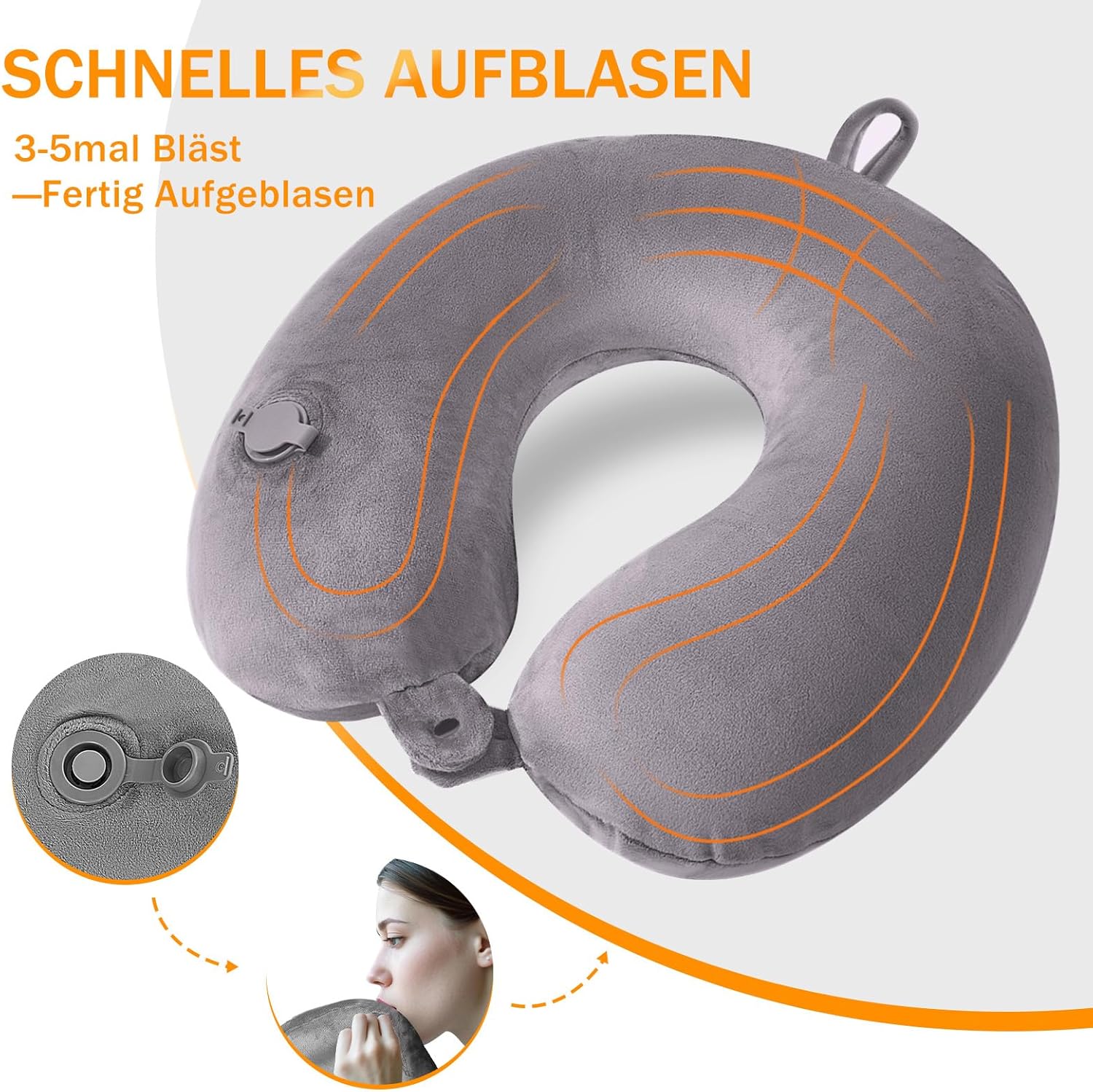 Detalle de JetsCush Nackenkissen Aufblasbar đ€