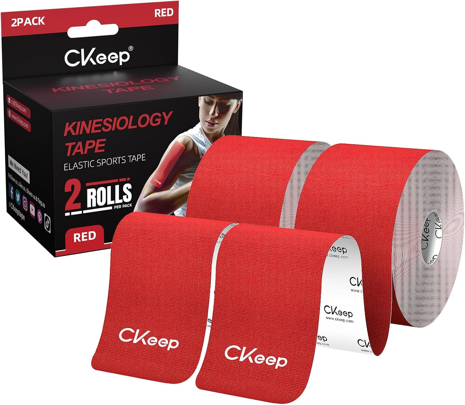Thumbnail 6 de CKeep Kinesiology Tape, Uncut Elastic Athletic Tape — 2 Rolls (Light Blue) for Joint & Muscle Support