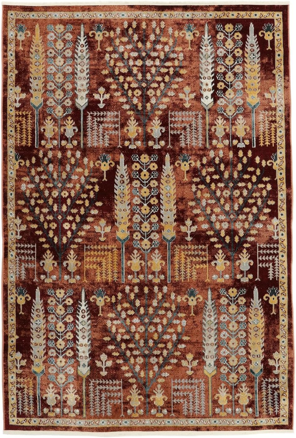 Detalle de RugVista Razavi Rug, 140 x 200 cm Rust Low-Pile Machine-Woven Rug