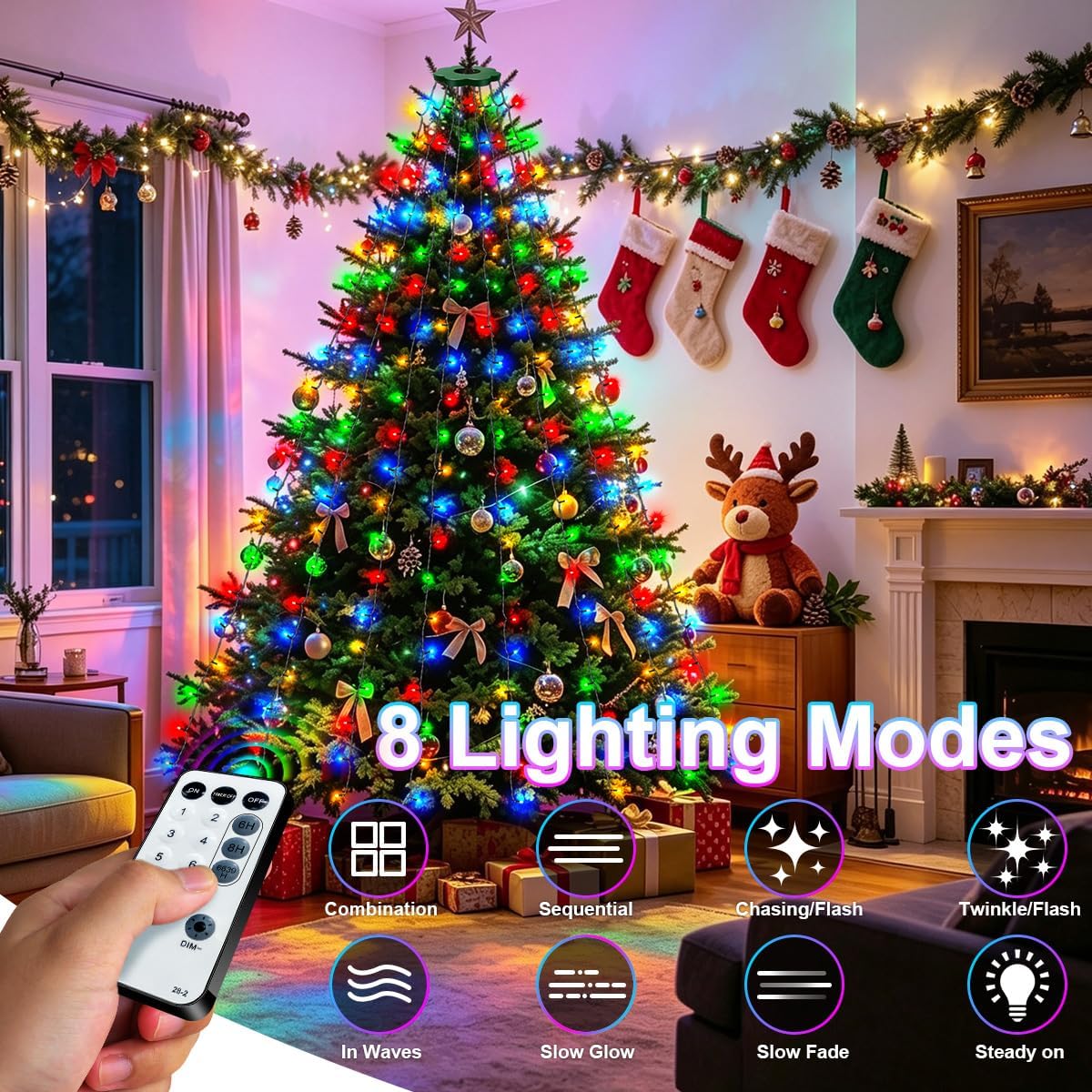 Thumbnail 1 de DREAMLAND DRCR100 Christmas Tree Topper Lights, 240 Multicolour LEDs, 8 Modes