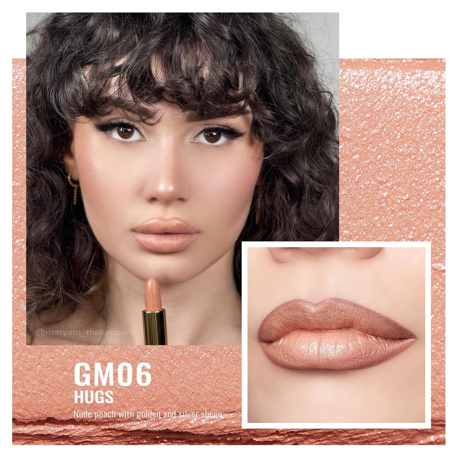 Detalle 2 de Oulac Matte Lippenstift Metallisch Glänzend „GM06 Hugs“ – pflegend, vegan & mit metallic-glitzerndem Finish