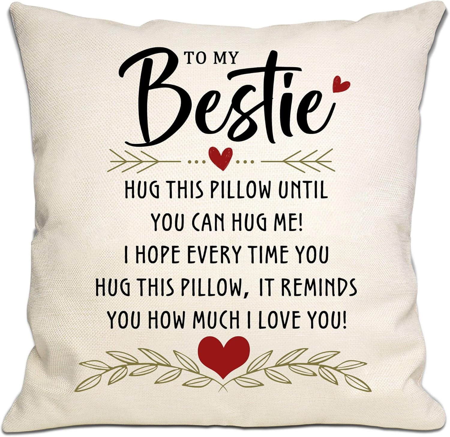 Bommex Bestie Gift Best Friend Hug Cushion Cover (18x18in) – I Love You Reminder for Friends