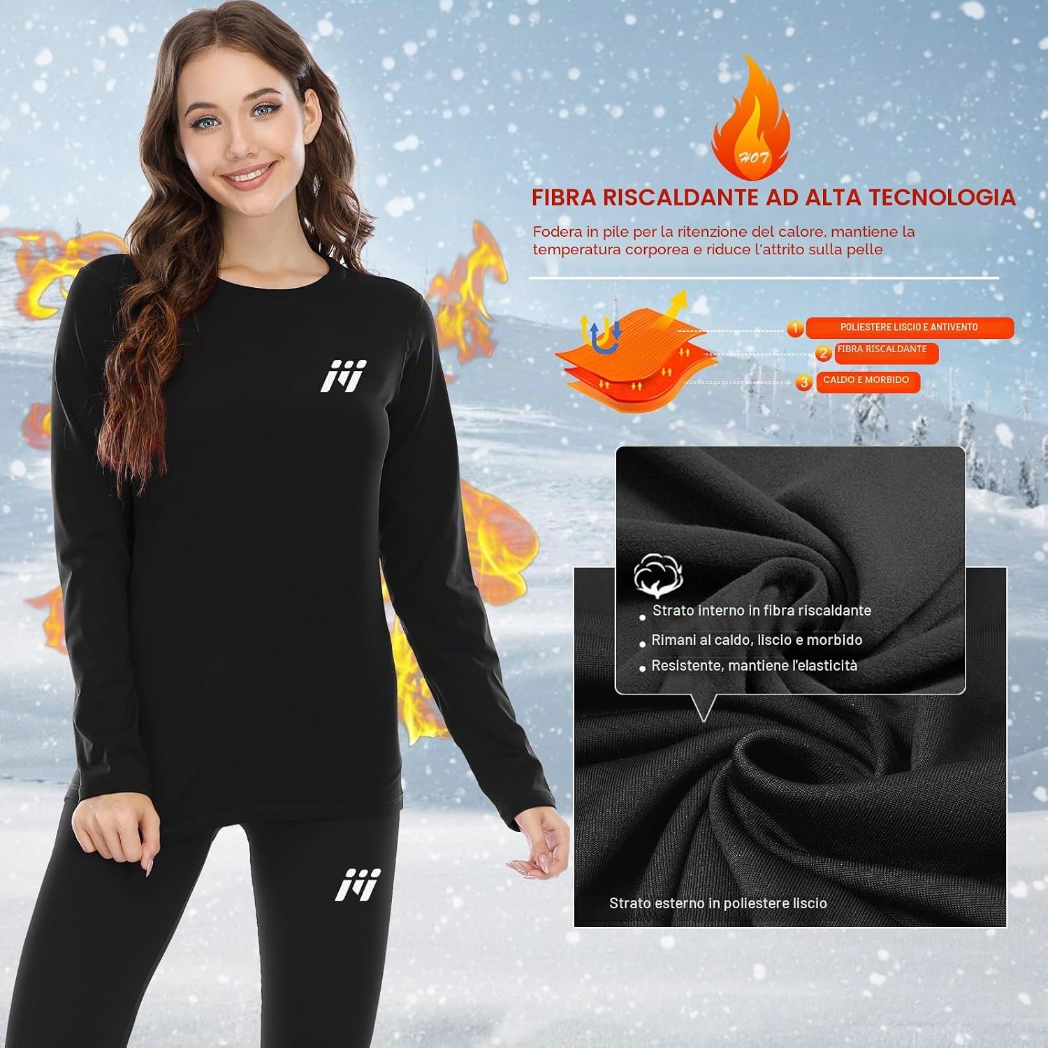 Detalle de MEETWEE Maglia Termica Donna a Manica Lunga: Base layer leggera e calda per sport e tempo freddo