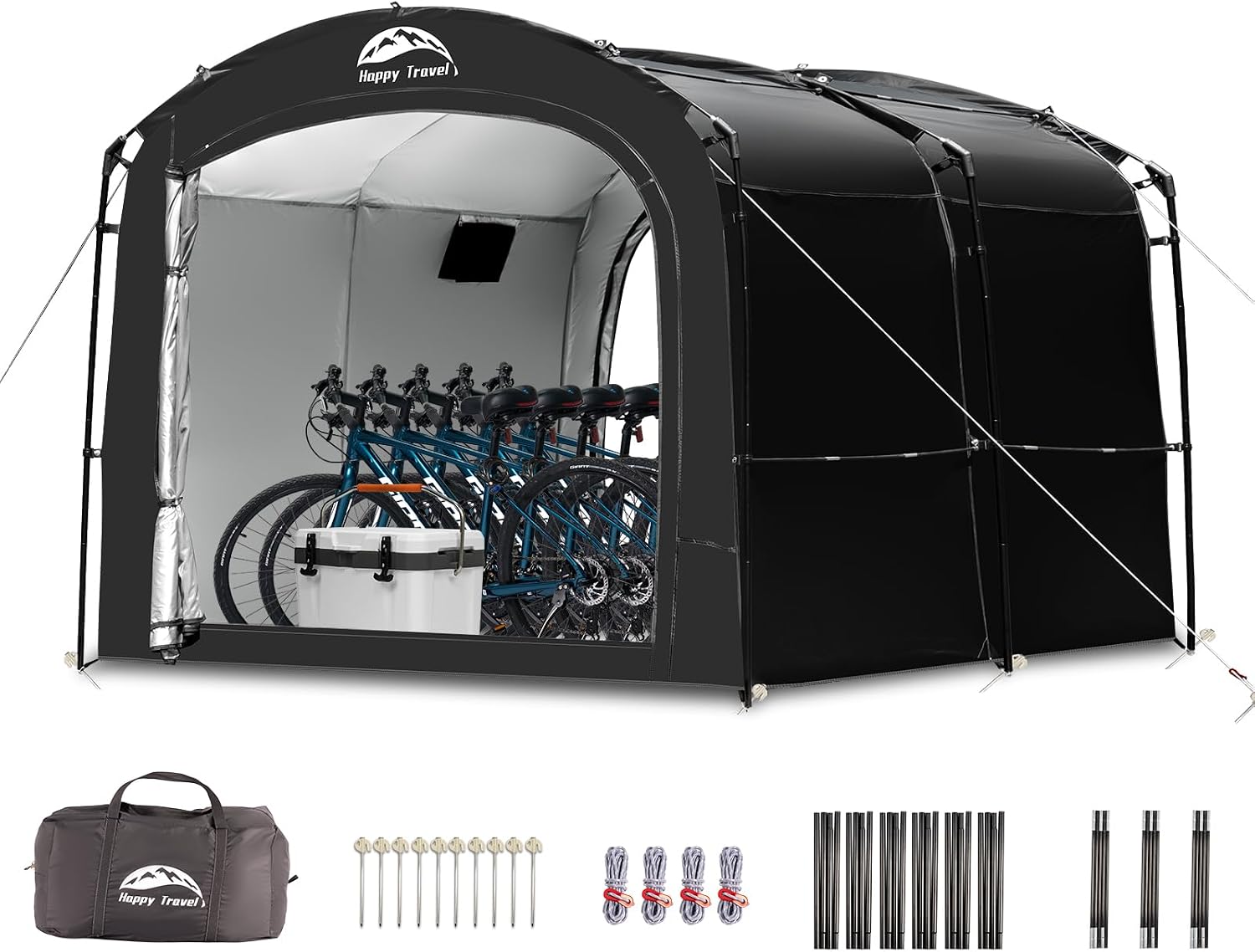Detalle de HAPPY TRAVEL Bike Storage Tent, XXXL 8–10-Bike Waterproof Oxford Shelter