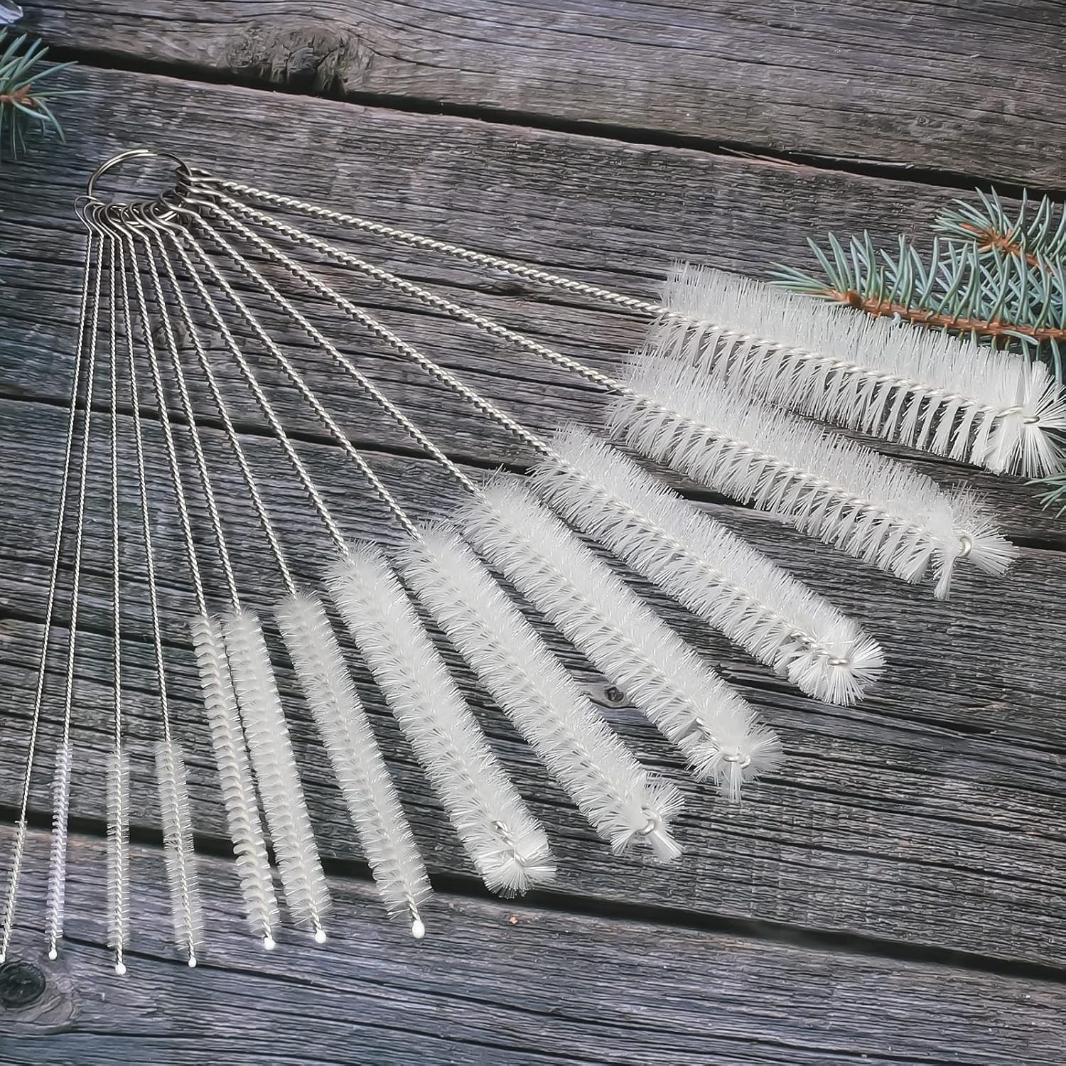 Thumbnail 6 de CiaraQ 8-Inch Nylon Tube Brush Set, 13-Piece, White, with Stainless Steel Handles