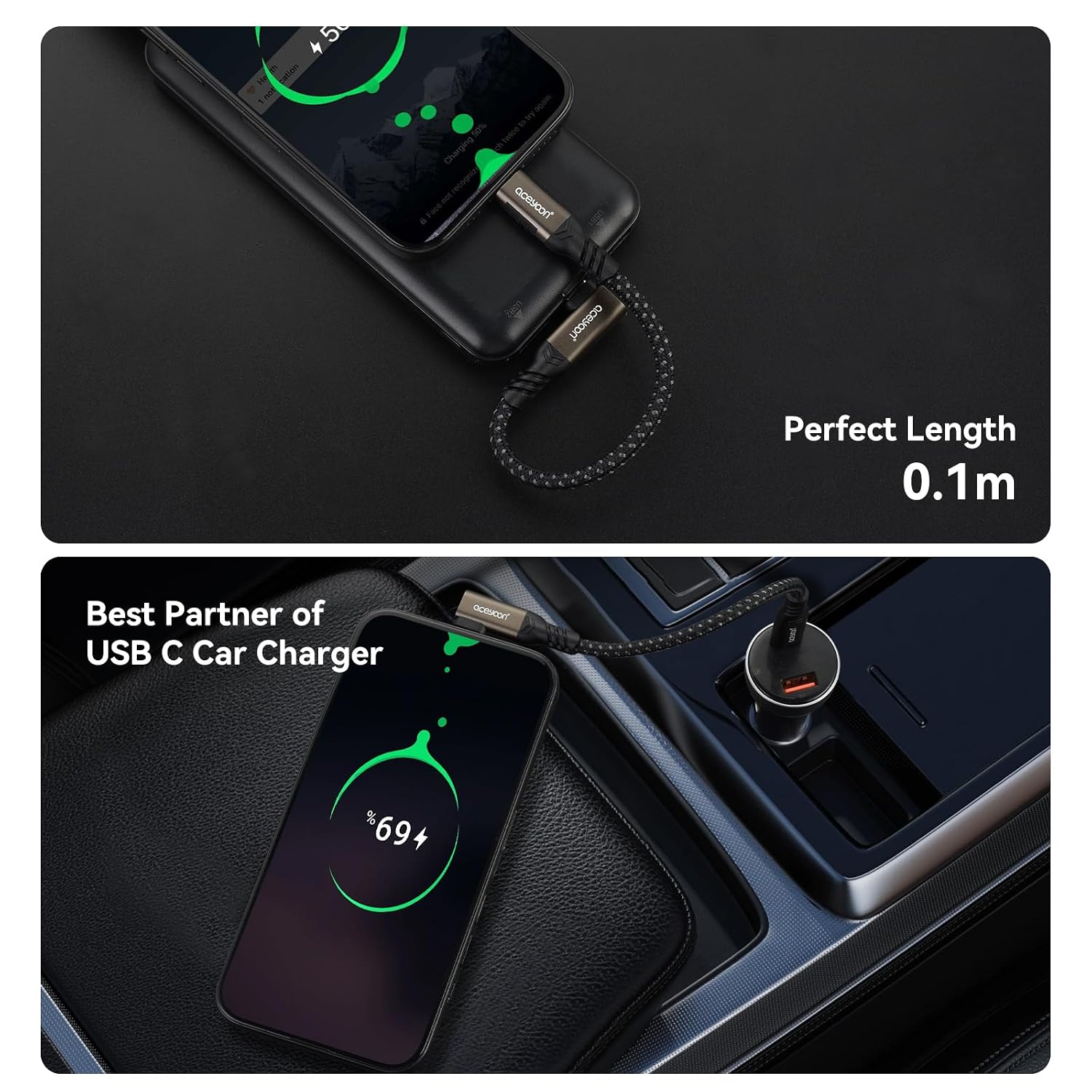 Detalle de Aceyoon 240W short USB C cable 10cm