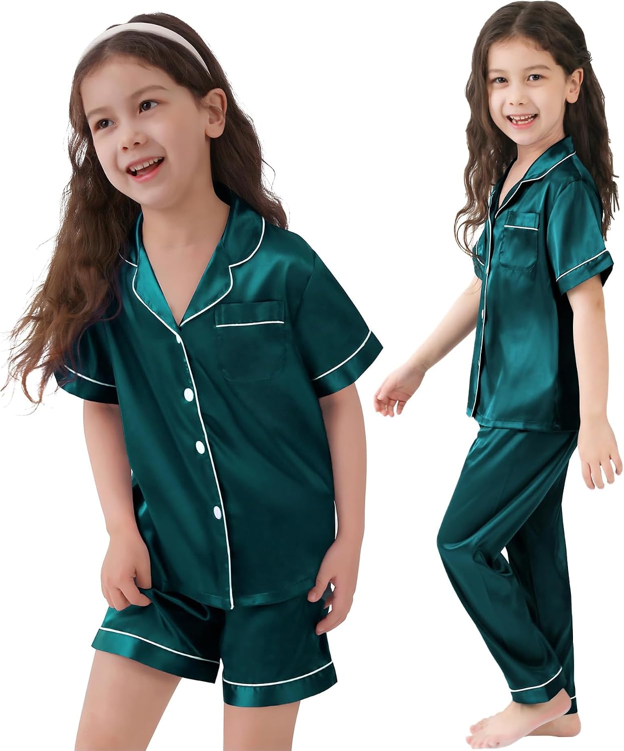 Thumbnail 1 de SWOMOG Kid's Silk Pyjamas 3PCS Satin Sleepwear Set for Girls and Boys (4–16)