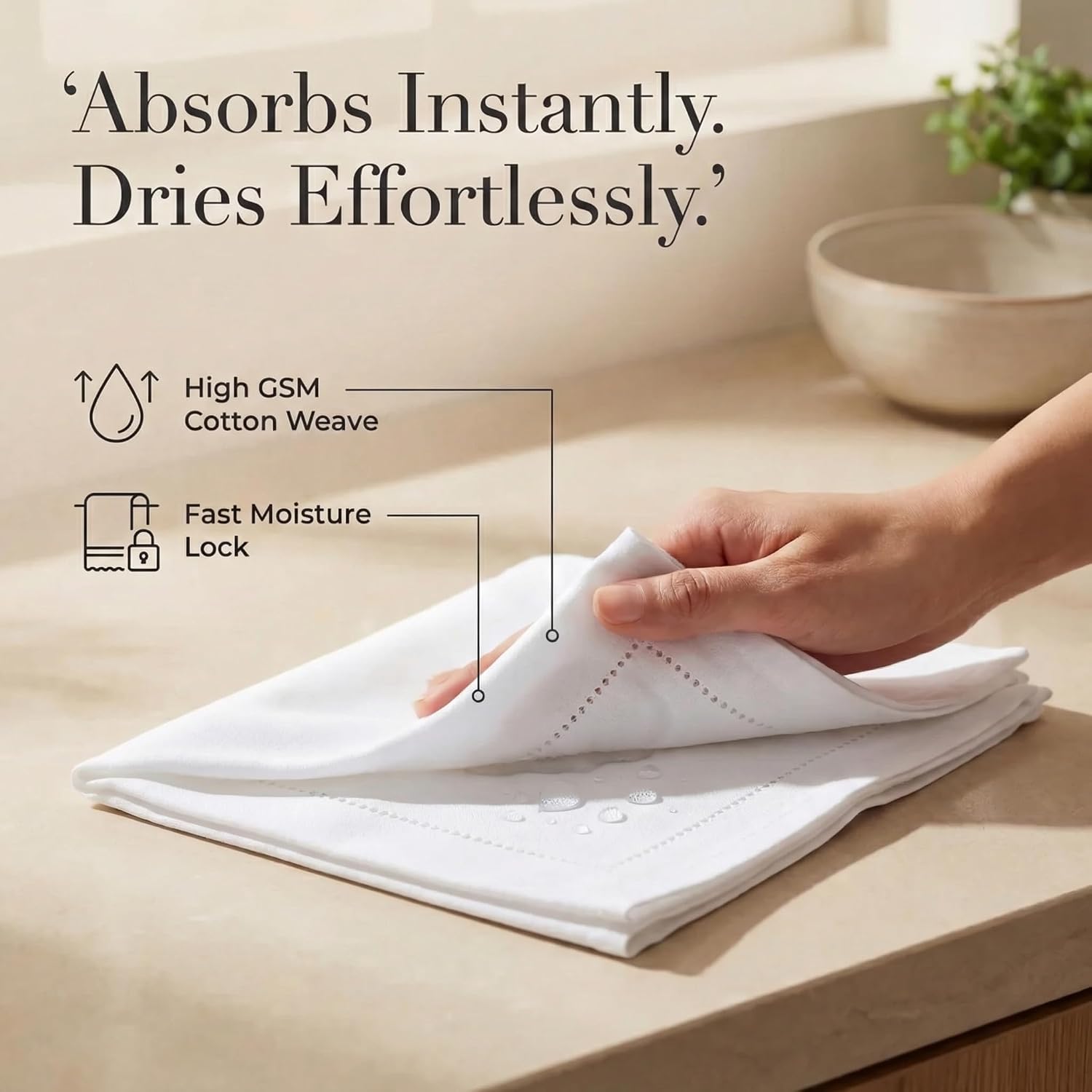 Thumbnail 2 de Urban Villa White Hemstitch Cloth Napkins (12-Pack) – 20x20, 100% Cotton