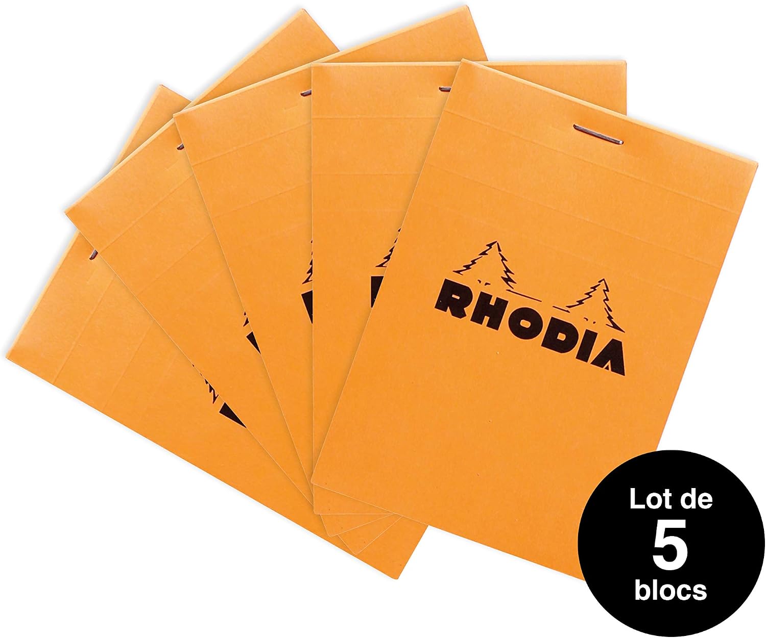 Detalle de RHODIA 12200Amzc – Lot de 5 blocs-notes agrafés N°12 Orange, 8,5 x 12 cm