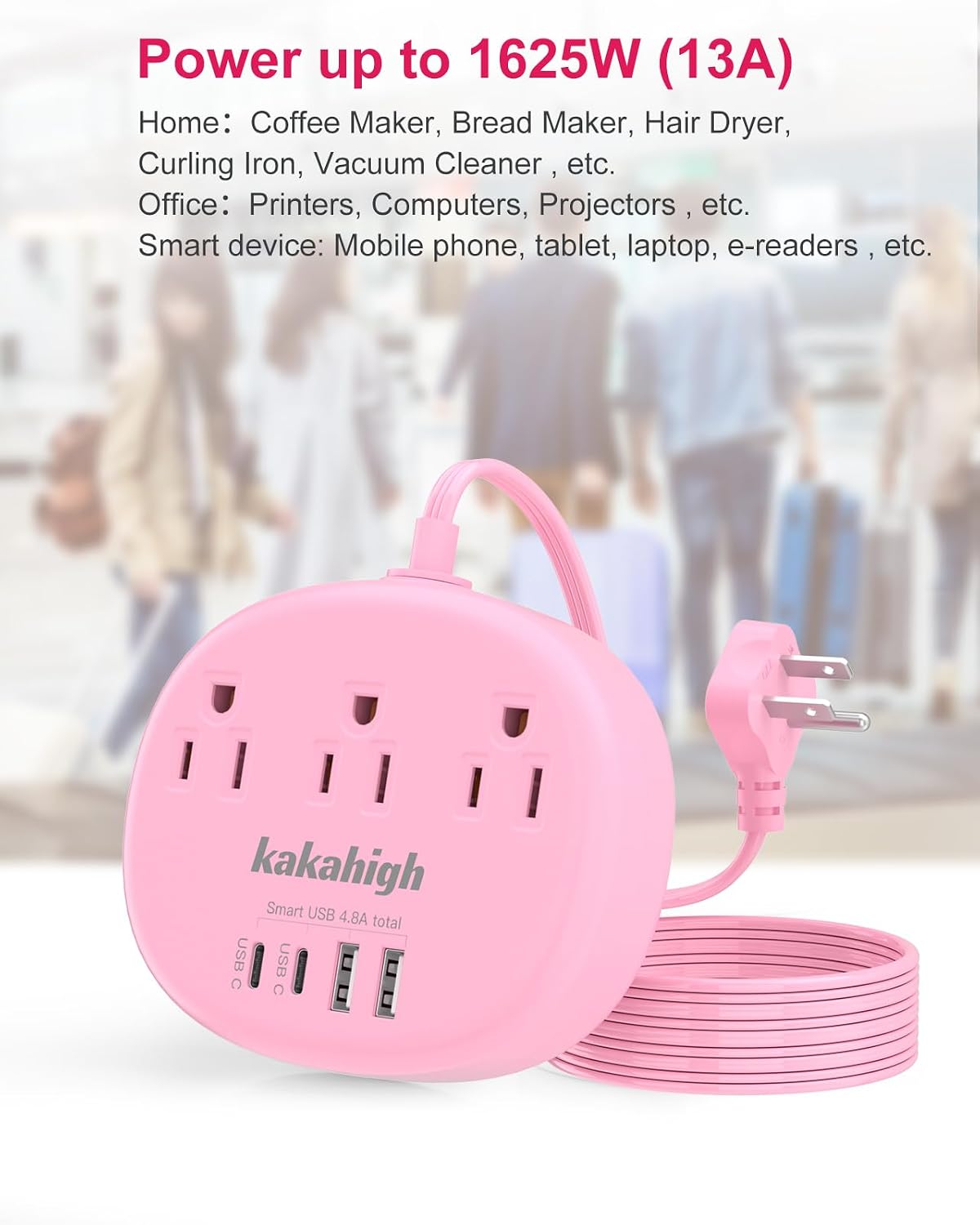 Thumbnail 4 de Kawaii Power Strip 1625W 5 Ft Pink