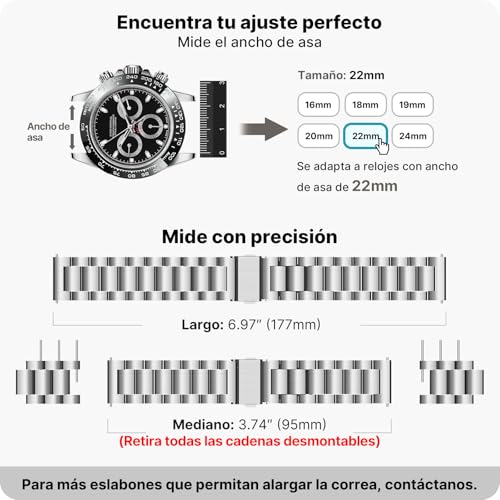 Thumbnail 4 de Fullmosa 22mm: Correa de Acero Inoxidable para Reloj