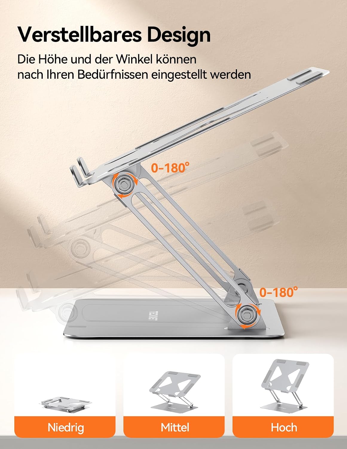Thumbnail 2 de TECKNET Laptop Ständer für 10–17,3 Zoll – Höhenverstellbar, faltbar, ergonomisch
