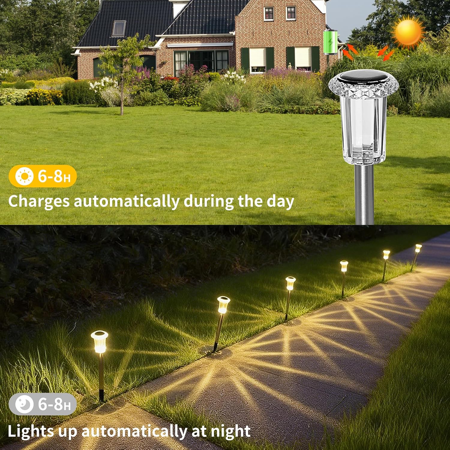 Thumbnail 2 de Sylvwin luci solari da giardino a LED (confezione da 10) bianco caldo, IP44
