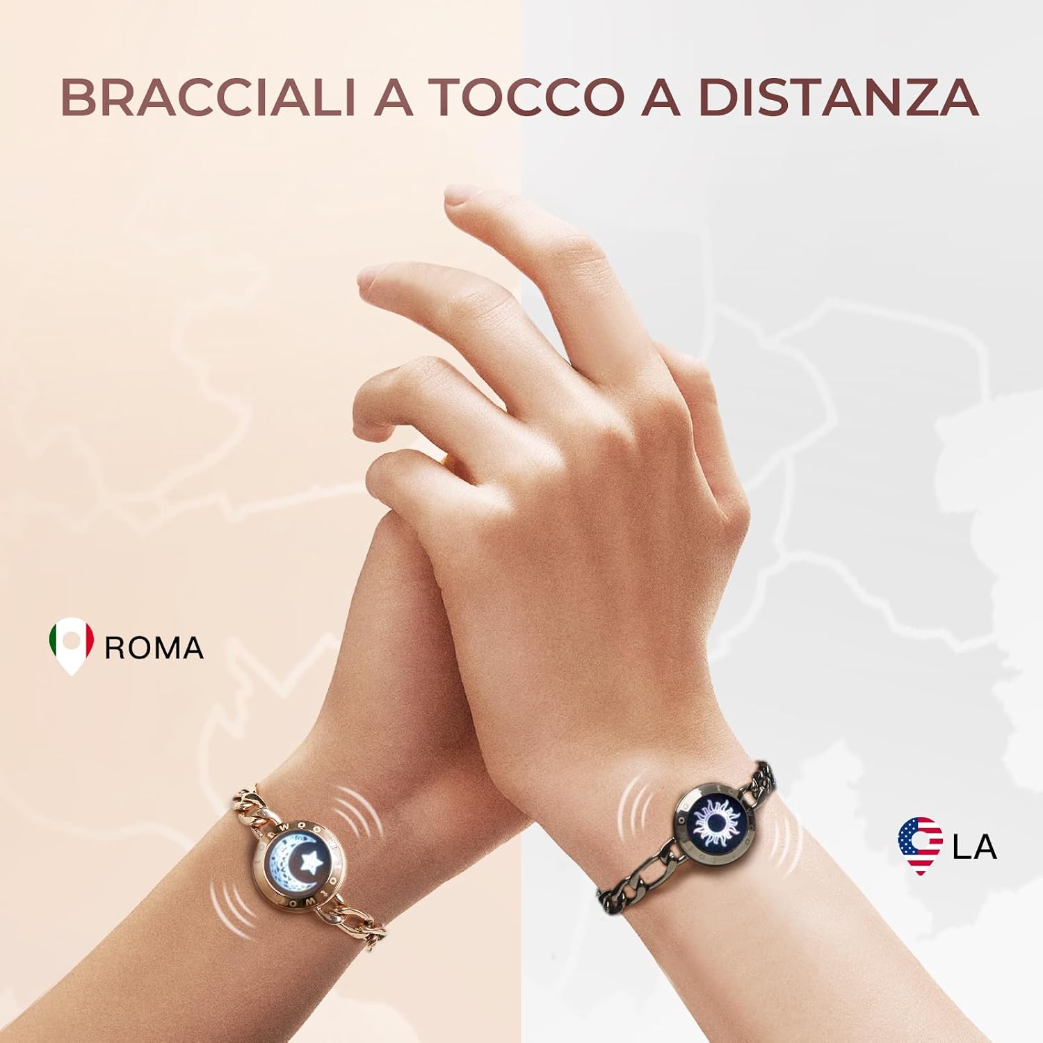 Detalle de Totwoo Braccialetti di Coppia Touch con Collegamento Bluetooth Uno a Uno tramite App – Acciaio Inossidabile 316