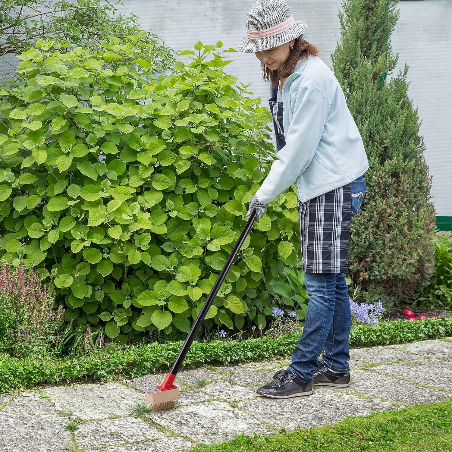 Thumbnail 1 de Mitclear 53IN Long-Handle Weed Remover with V-Shaped Brush & Blade Scraper (3 brush heads)