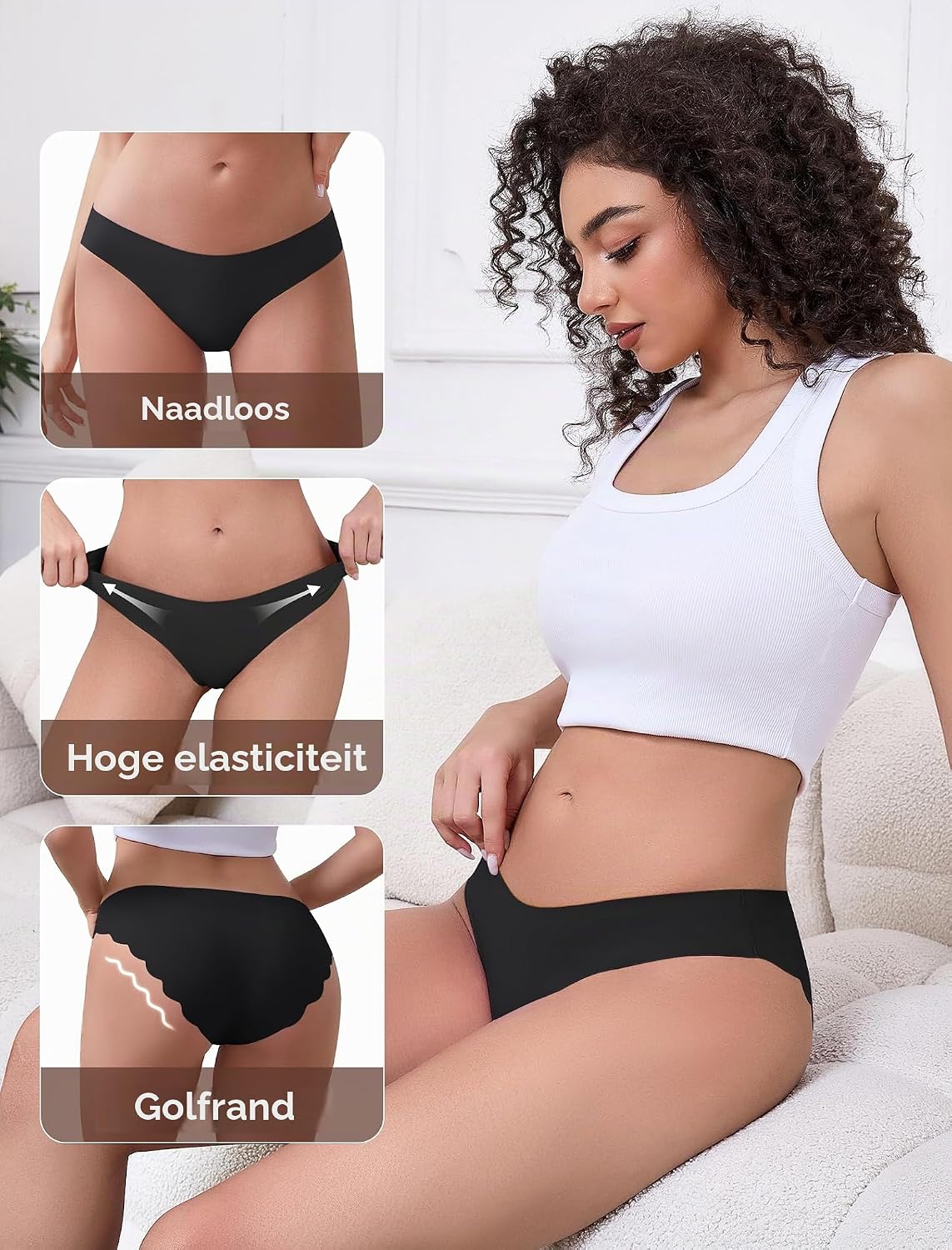 Detalle de VOENXE naadloze damesonderbroeken, 5-pack met stretch en ademend ontwerp