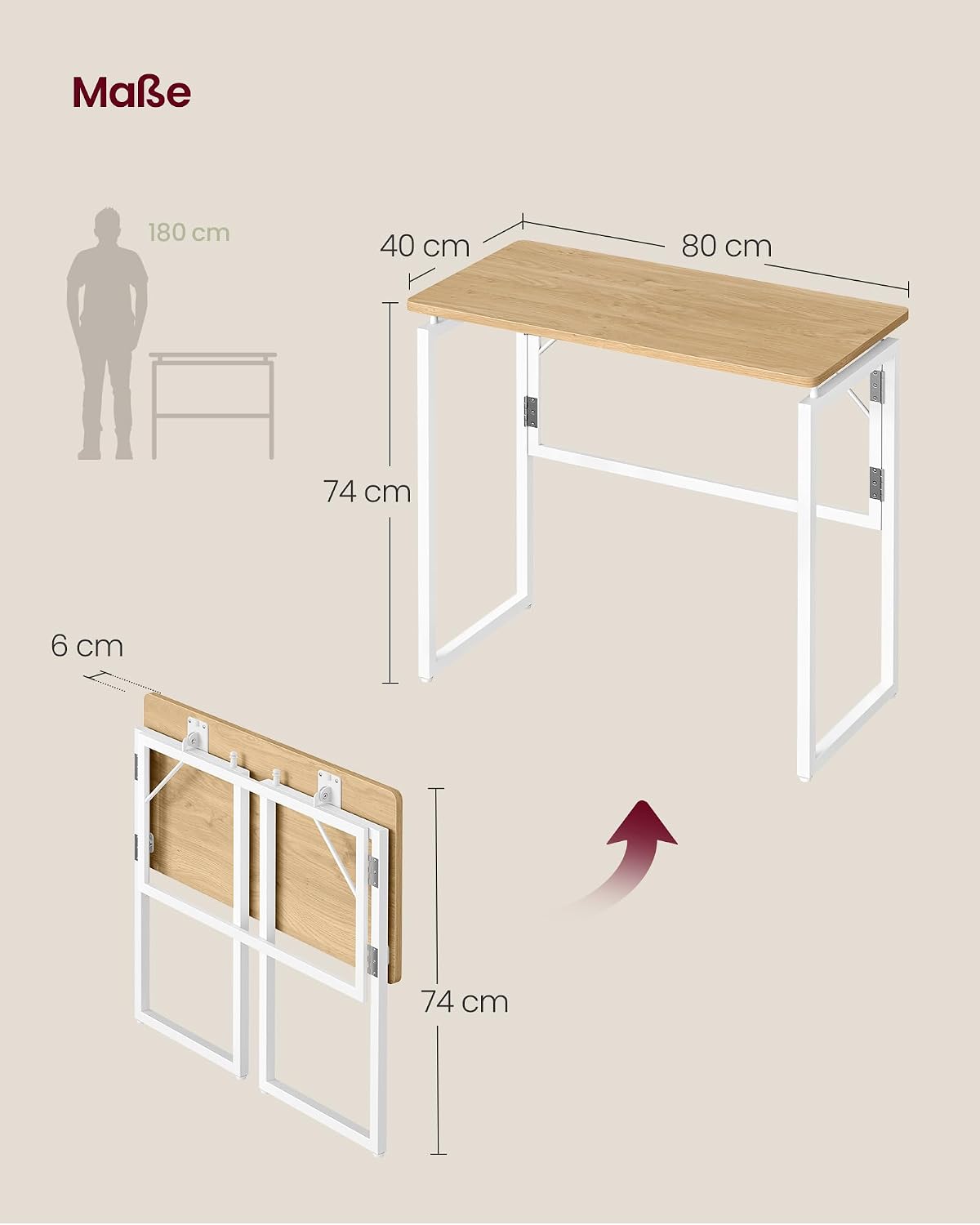 Thumbnail 2 de VASAGLE LWD151WF01 Klapptisch 80 x 40 cm